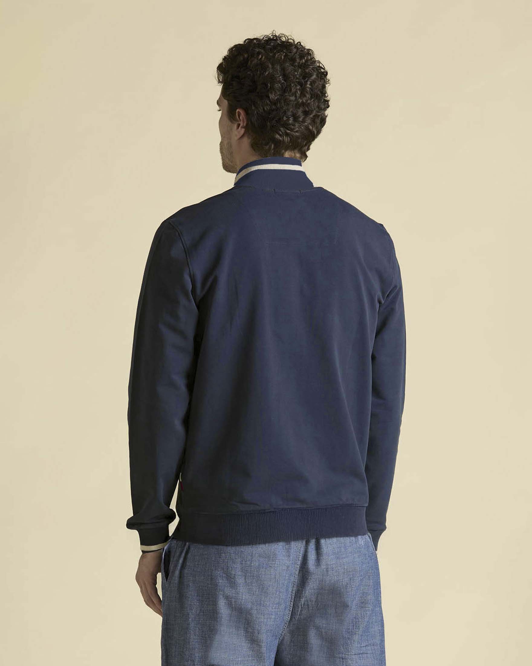 Felpa Aeronautica Militare blu in cotone stretch con chiusura zip e logo Frecce Tricolori image