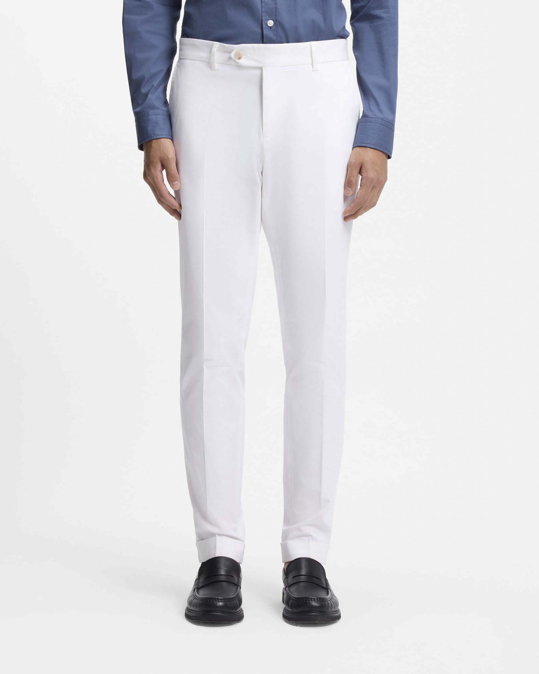 Pantalone chino Boss Genius bianco in gabardina di cotone stretch image