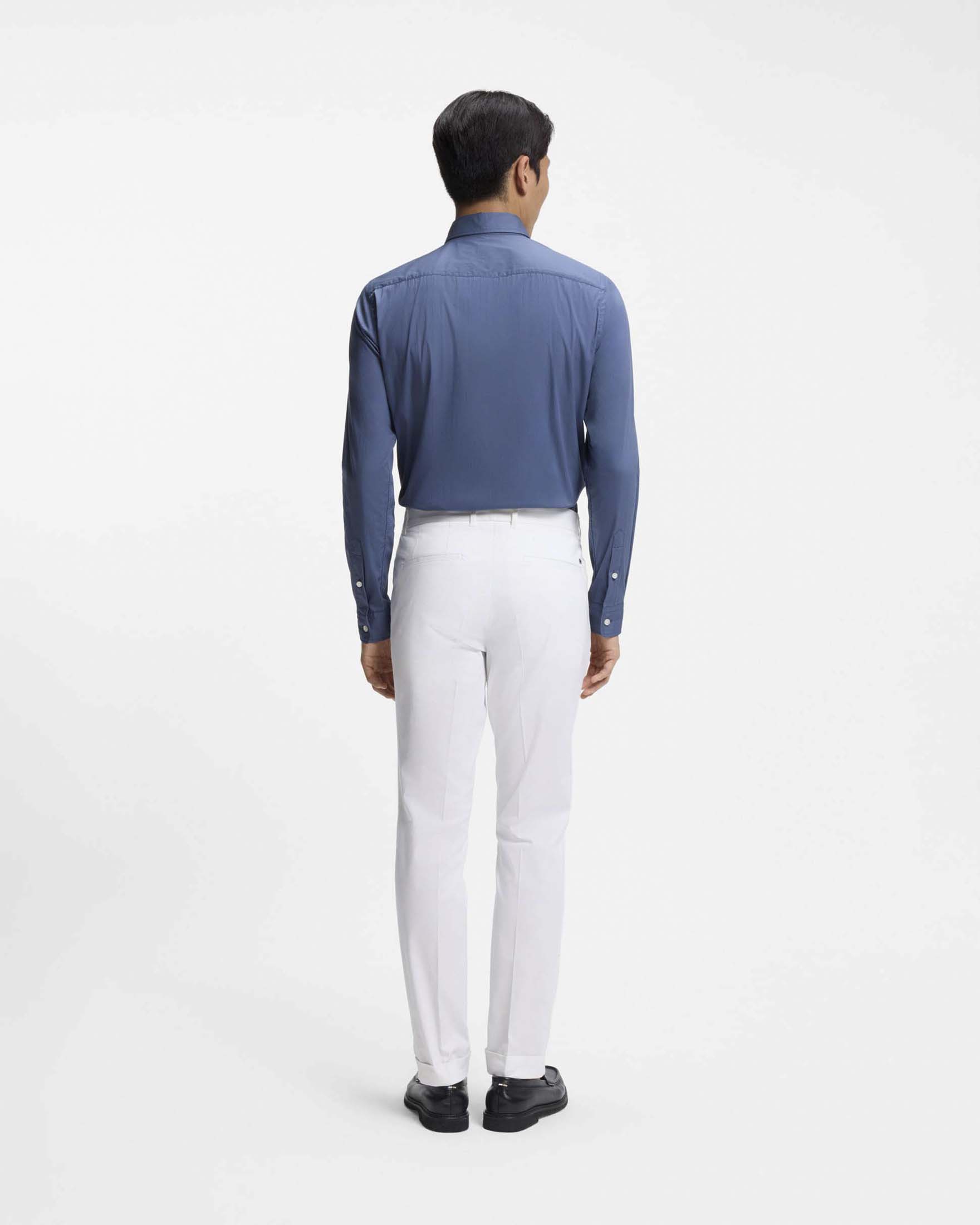 Pantalone chino Boss Genius bianco in gabardina di cotone stretch