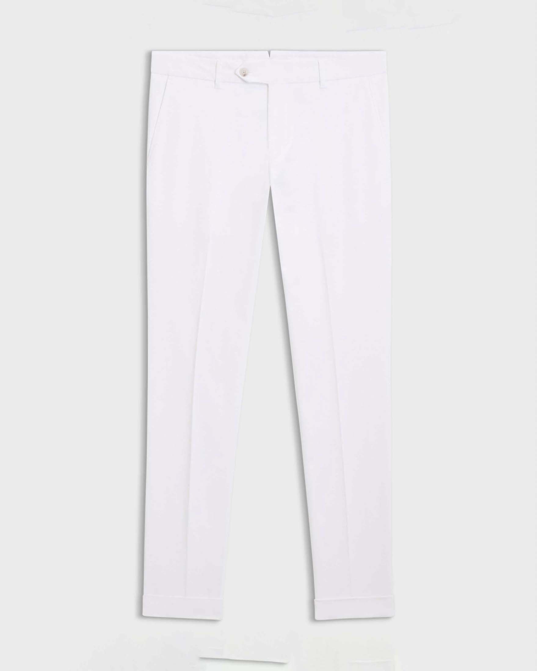 Pantalone chino Boss Genius bianco in gabardina di cotone stretch