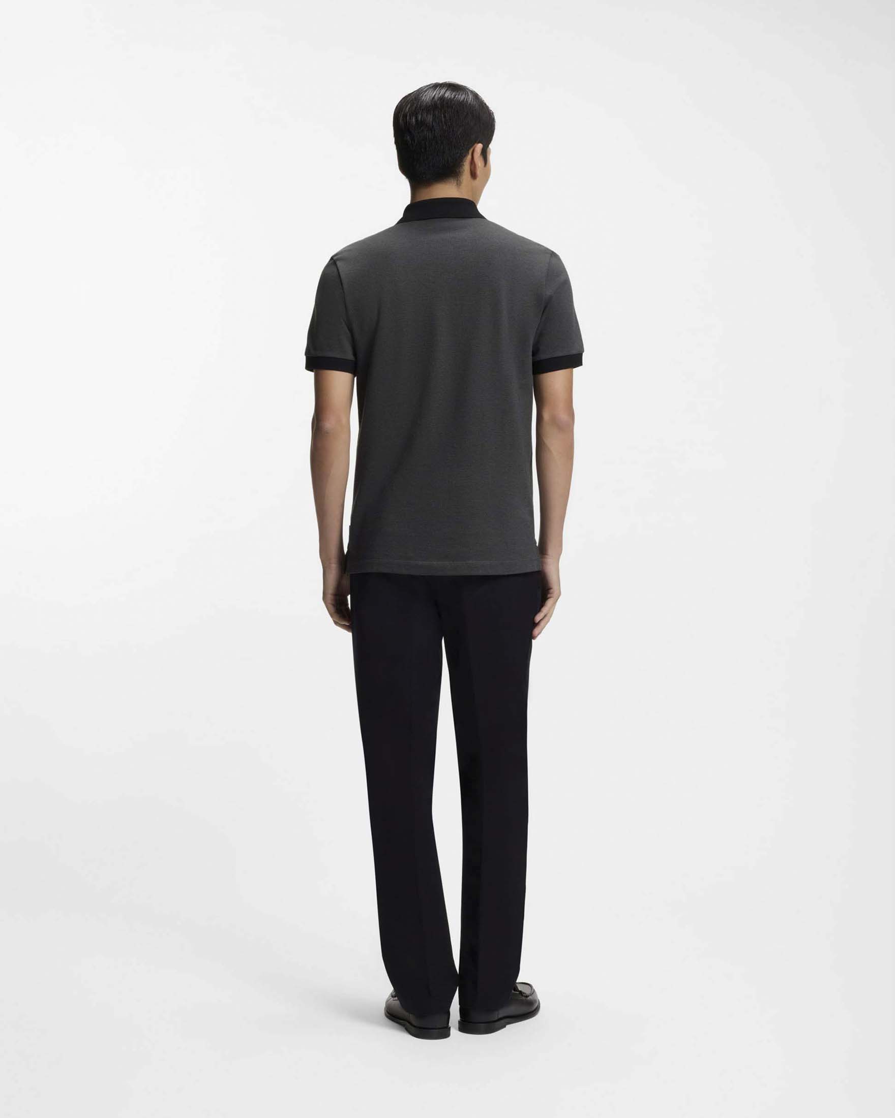 Polo Boss mezza manica Parlay grigio antracite in cotone micro armatura image