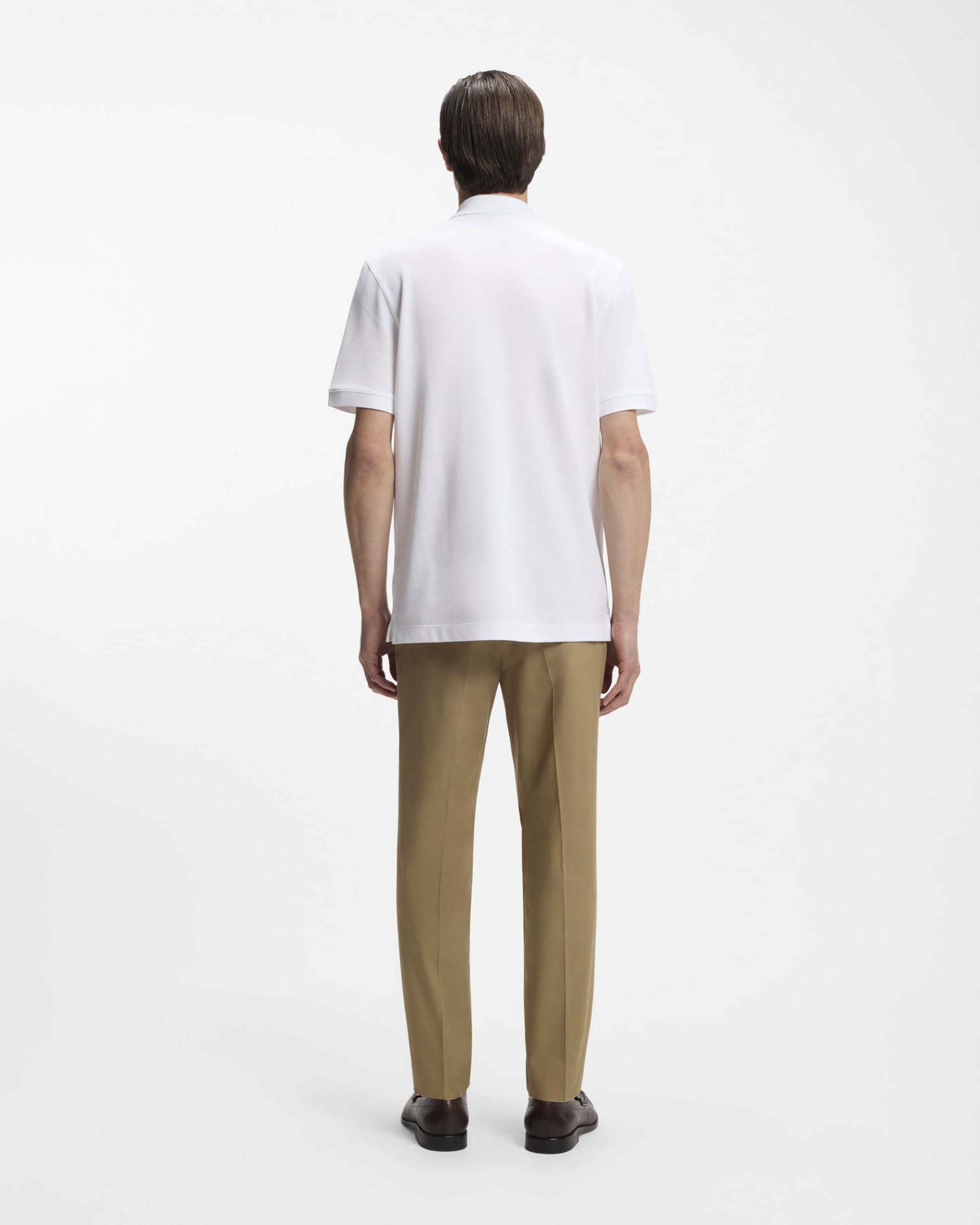 Polo mezza manica Boss Pallas bianca in piquè di puro cotone image