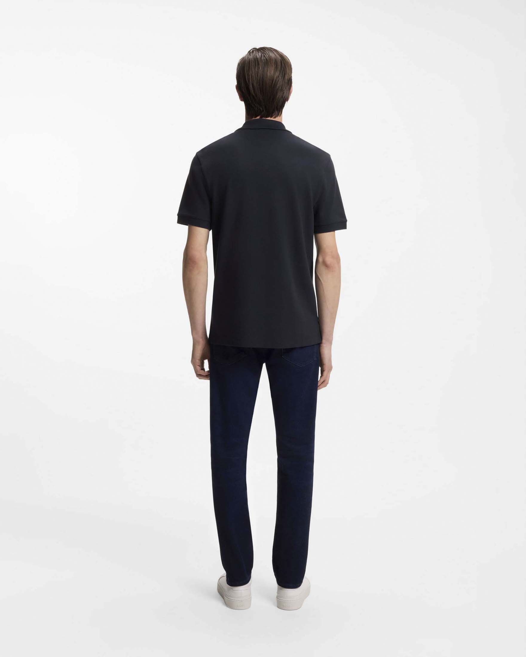 Polo mezza manica Boss Pallas blu in piquè di puro cotone image