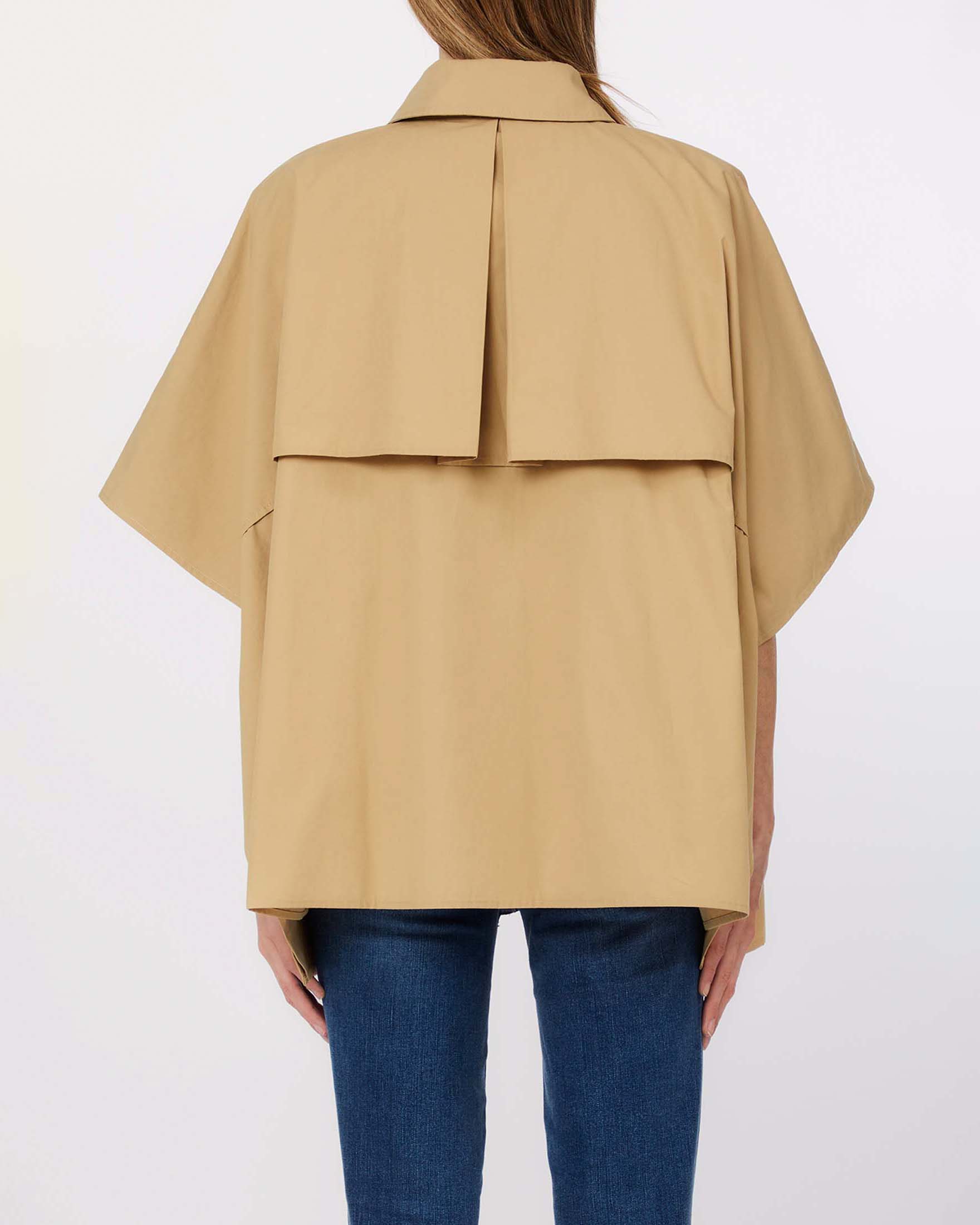 Trench mantella Liu Jo Accessories color sabbia in cotone con dettagli gioiello sul colletto image