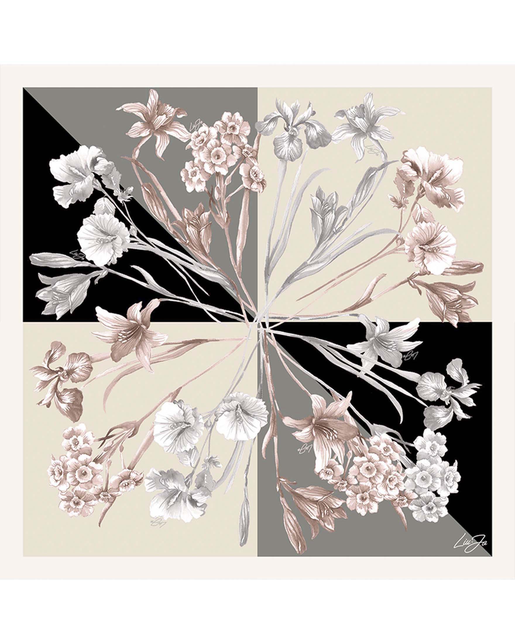 Foulard Liu Jo Accessories nero in tessuto con stampa floreale