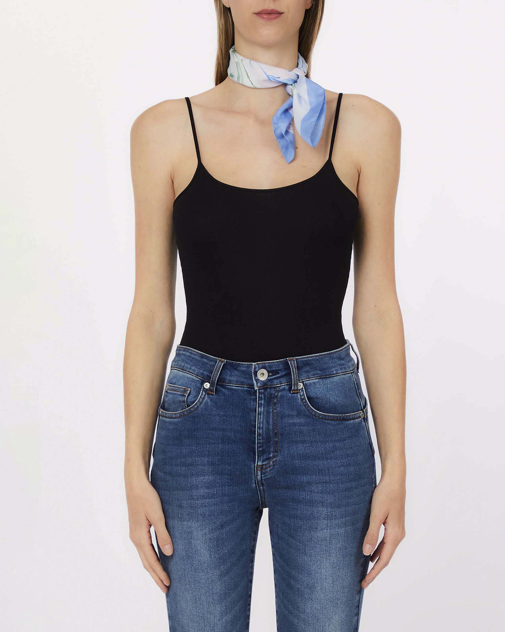 Foulard Liu Jo Accessories azzurro in tessuto leggero con stampa floreale