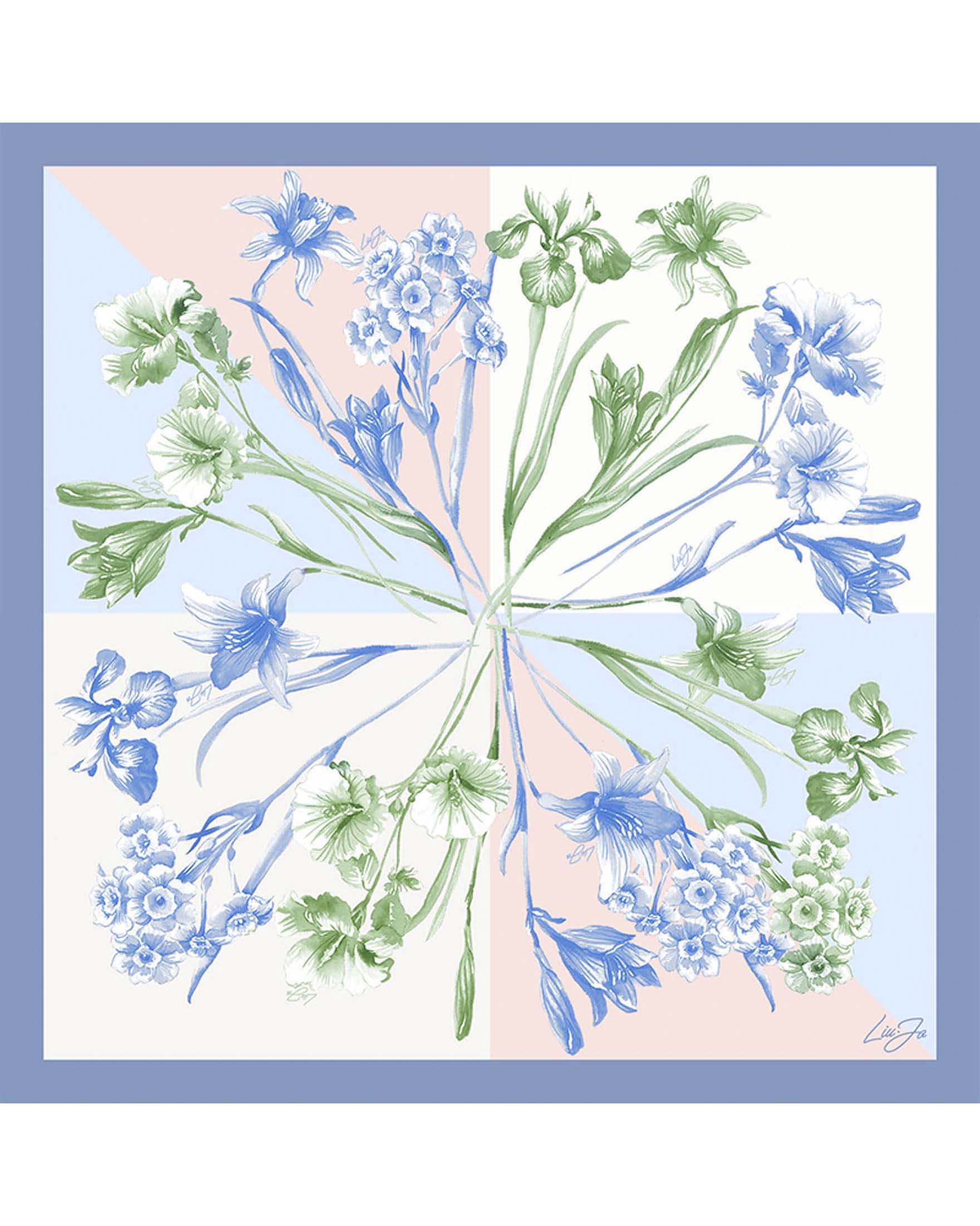 Foulard Liu Jo Accessories azzurro in tessuto leggero con stampa floreale image