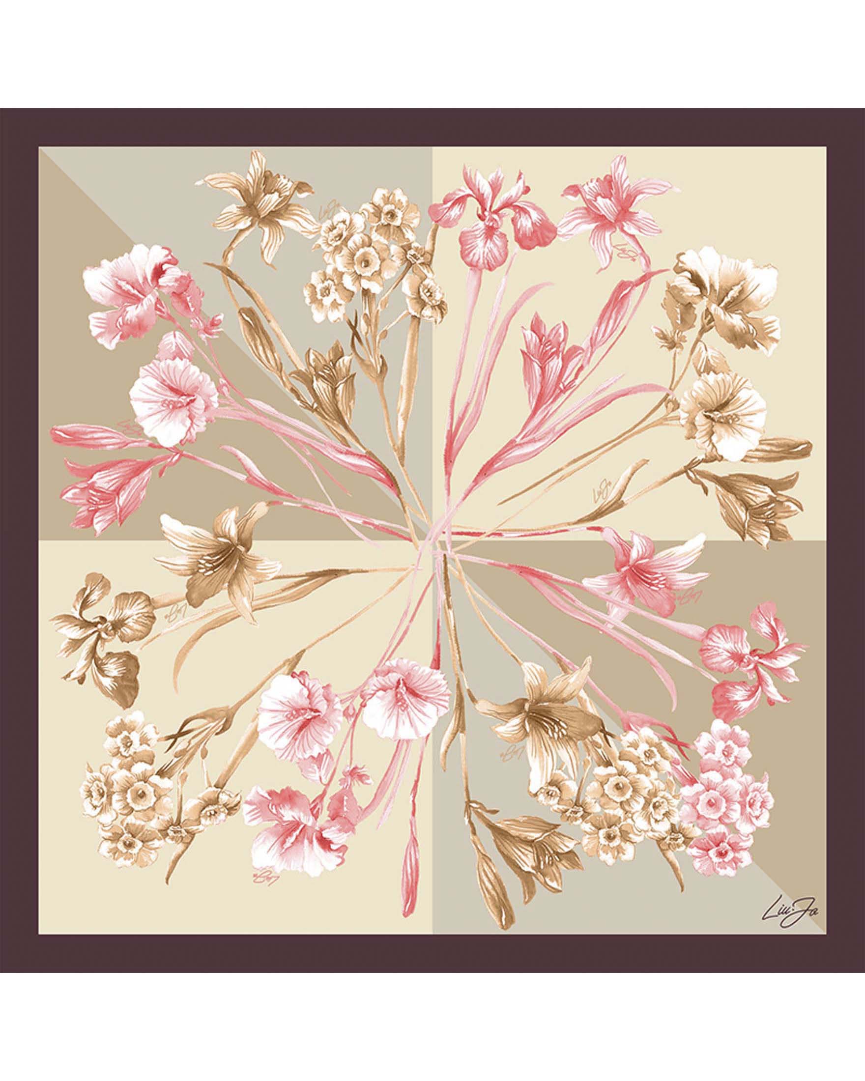 Foulard Liu Jo Accessories bordeaux in tessuto con stampa floreale image