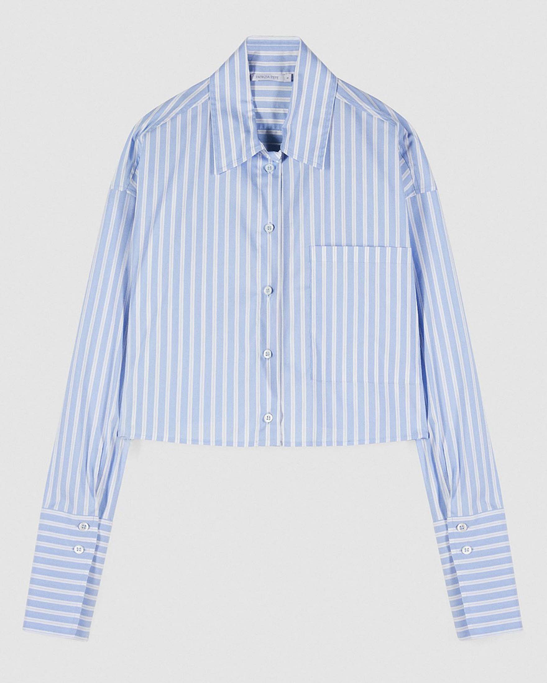 PATRIZIA PEPE Camicia Slim Fit In Popeline Stretch Blu (67% Cotone) - Taglia 40 - 2