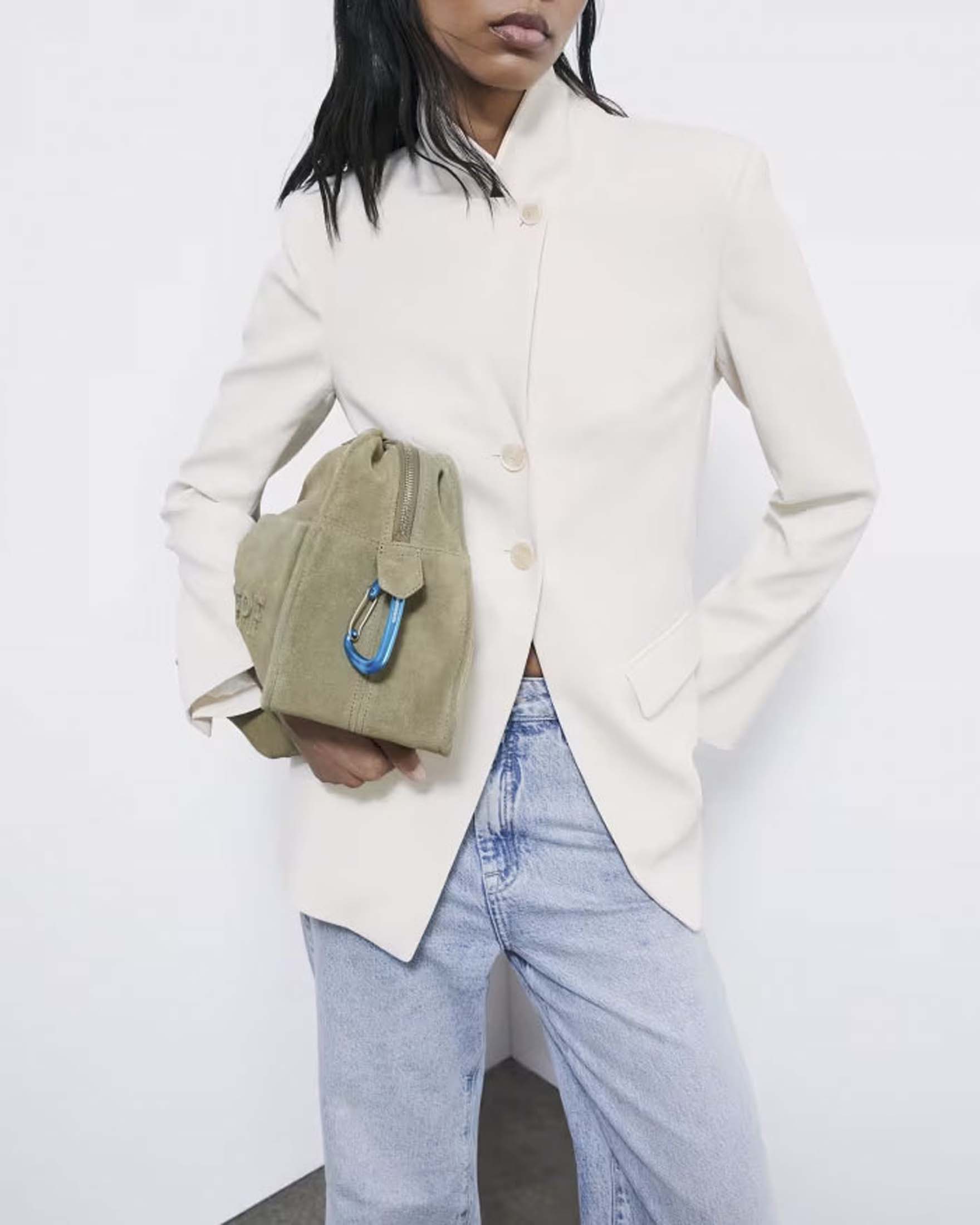 Blazer slim sartoriale color avorio Patrizia Pepe in crêpe stretch a due bottoni