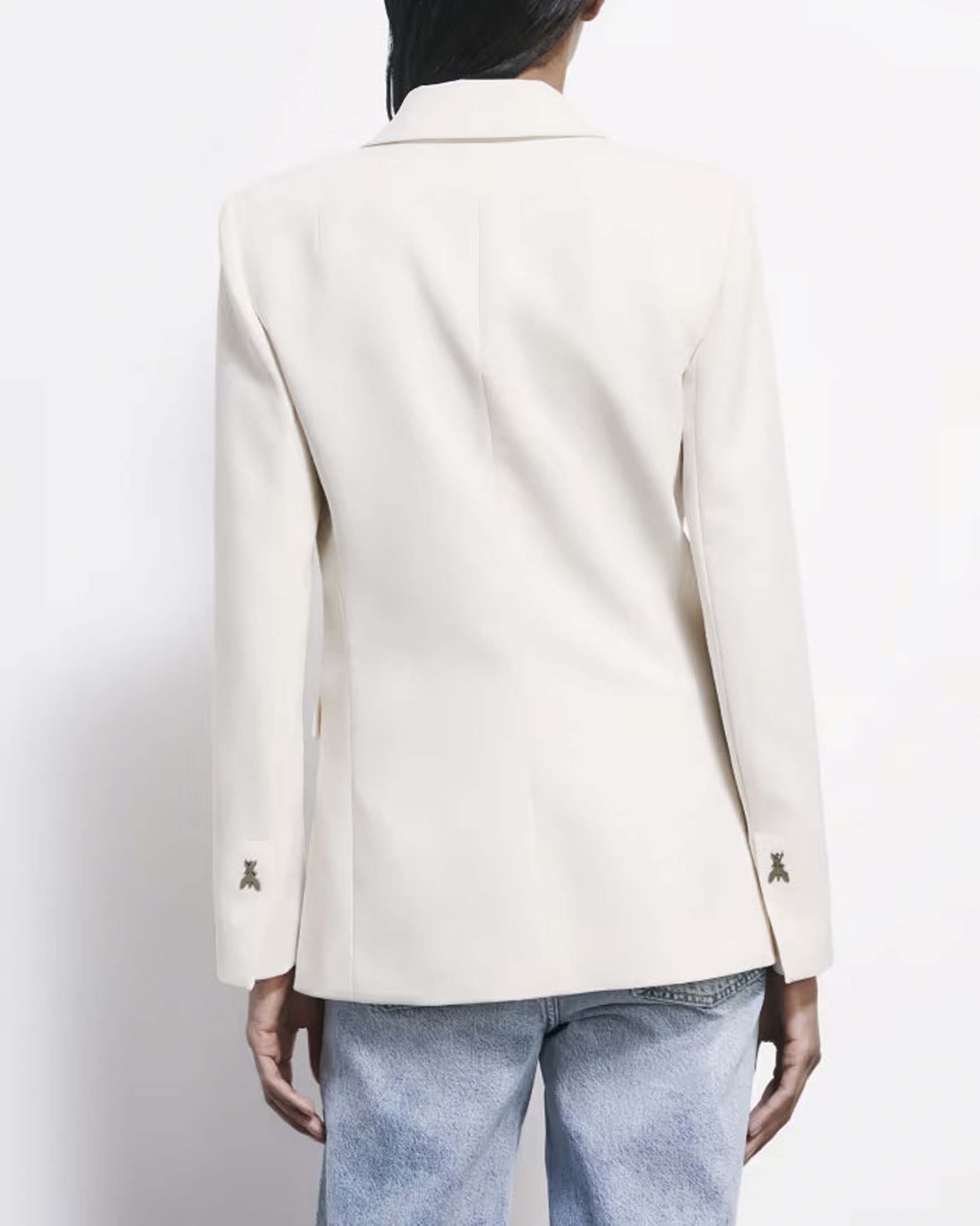 Blazer slim sartoriale color avorio Patrizia Pepe in crêpe stretch a due bottoni