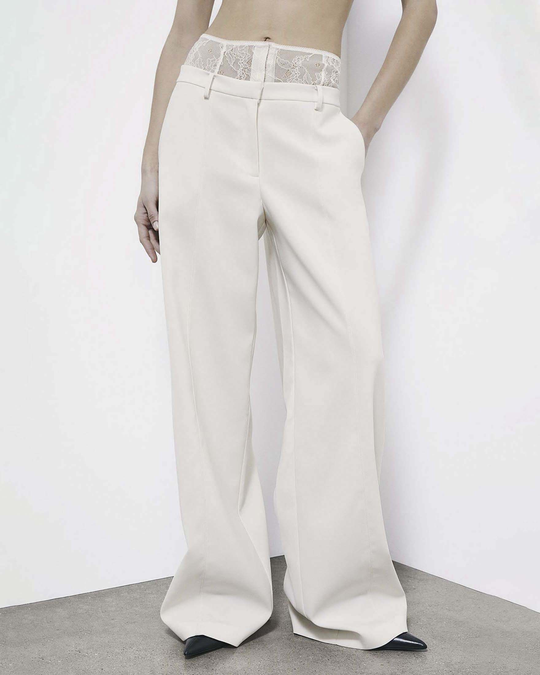 Pantaloni a palazzo color avorio Patrizia pepe con vita in pizzo image