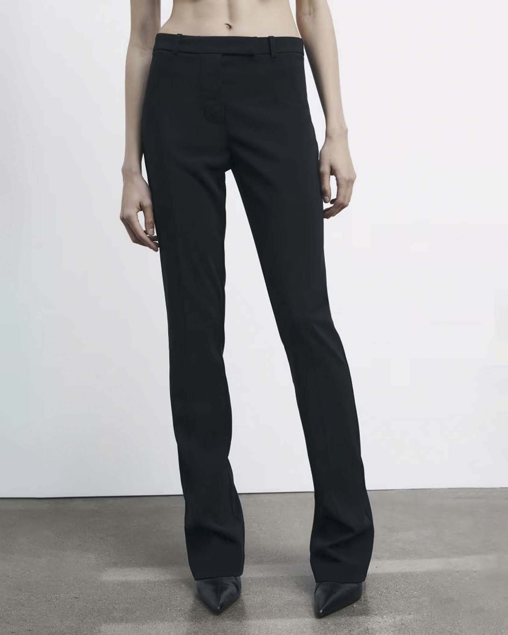 Pantalone slim nero a vita bassa Patrizia Pepe in tessuto crêpe image
