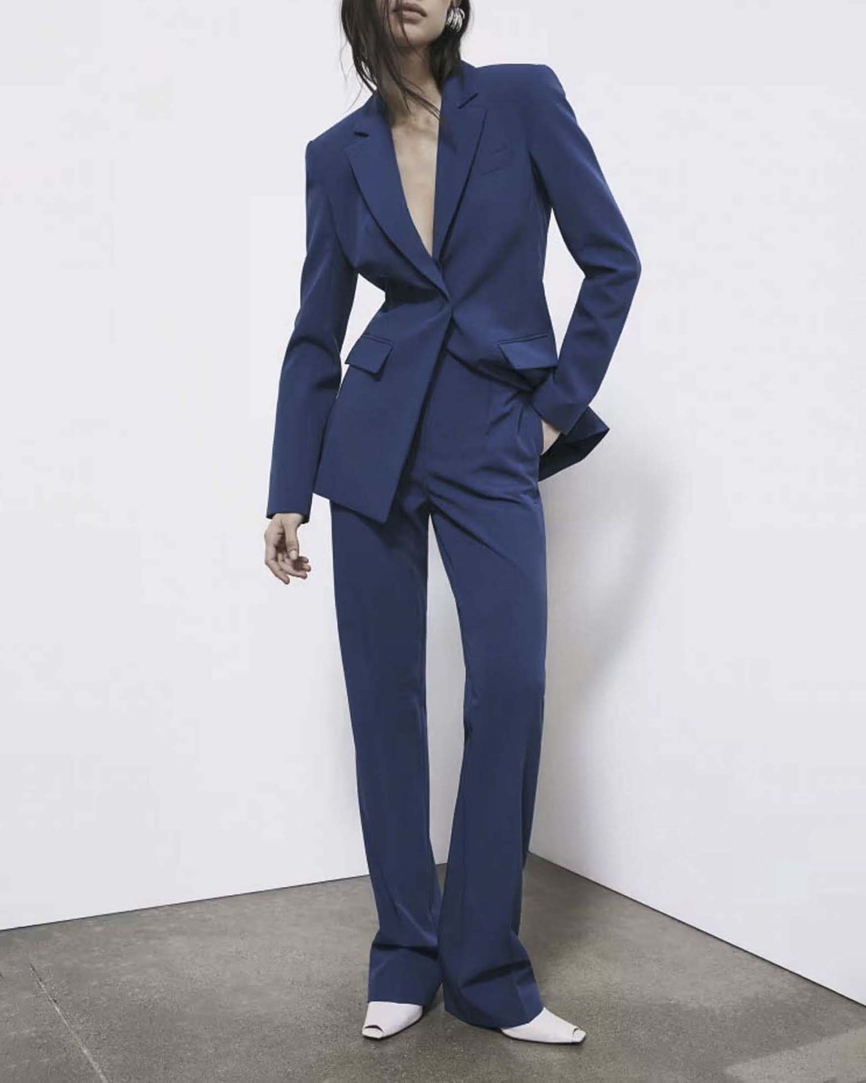 Pantaloni slim blu indaco in misto viscosa