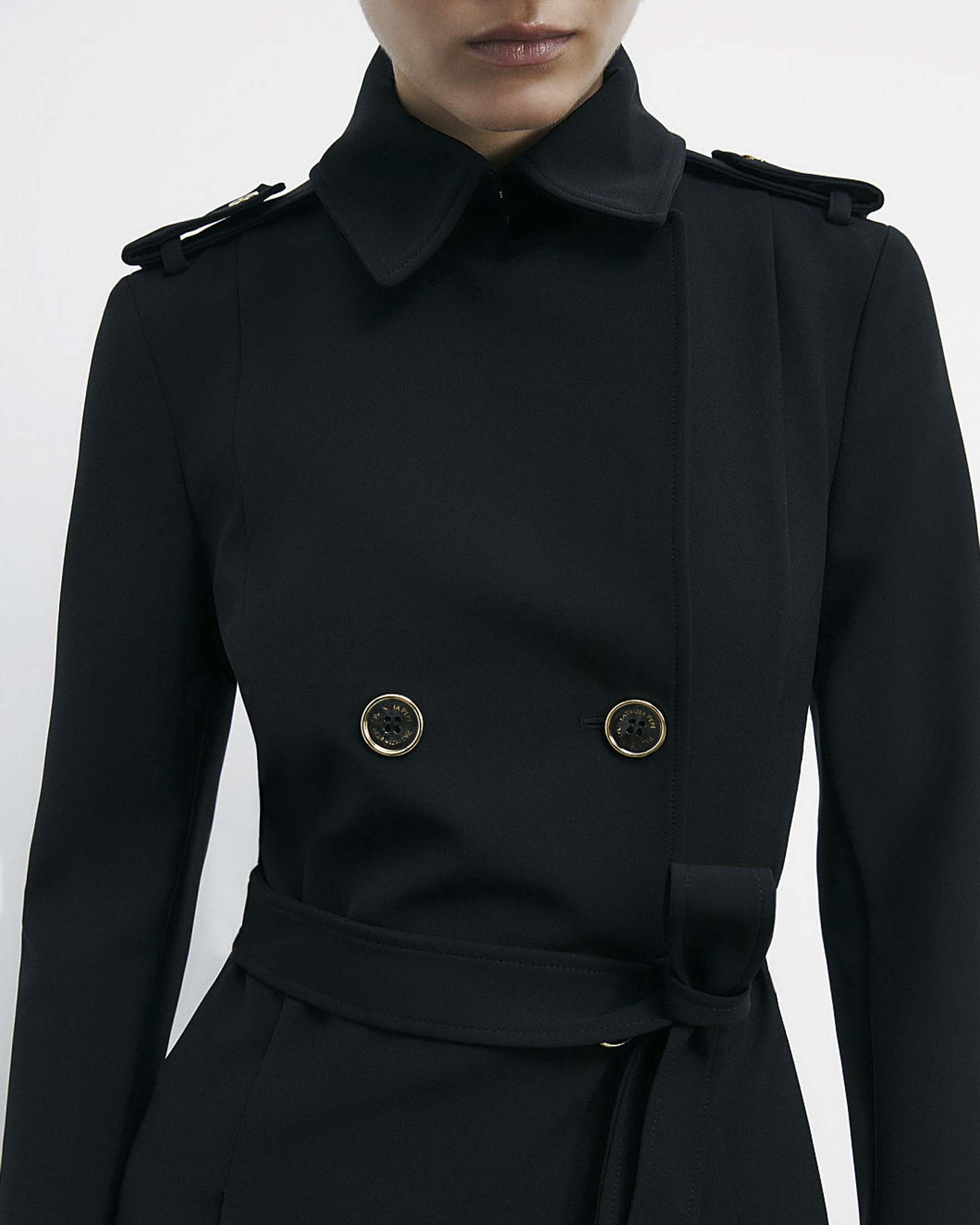 Trench nero Patrizia Pepe aderente in tessuto tecnico image