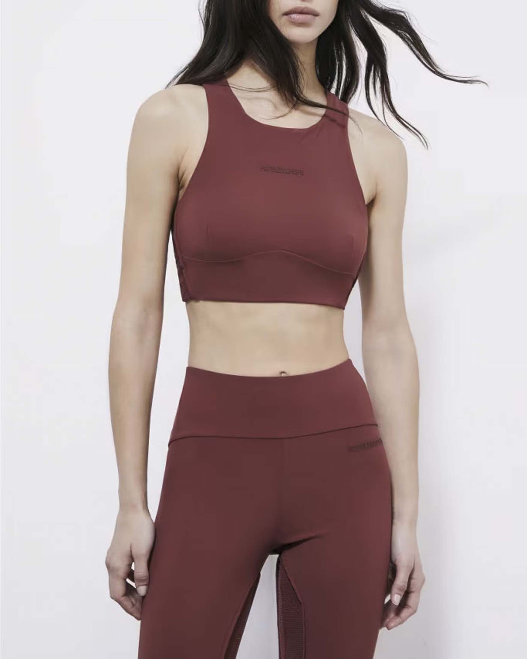 Top sportivo color ruggine in jersey