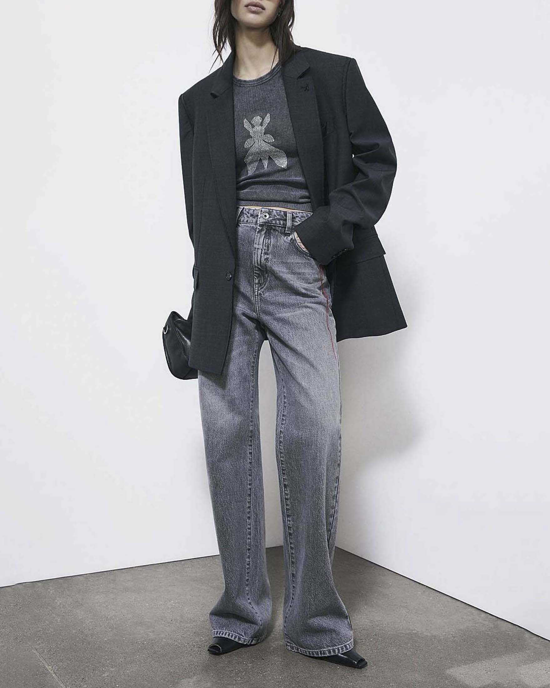 Canotta grigia in cotone Patrizia Pepe con logo Fly in borchie