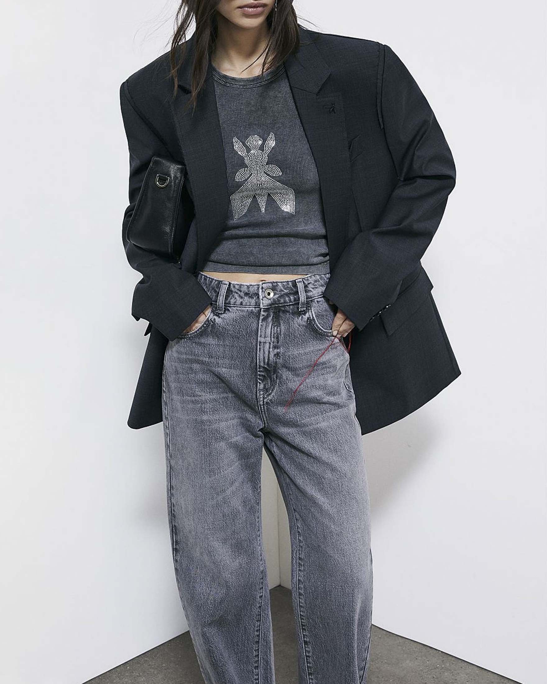 Canotta grigia in cotone Patrizia Pepe con logo Fly in borchie image