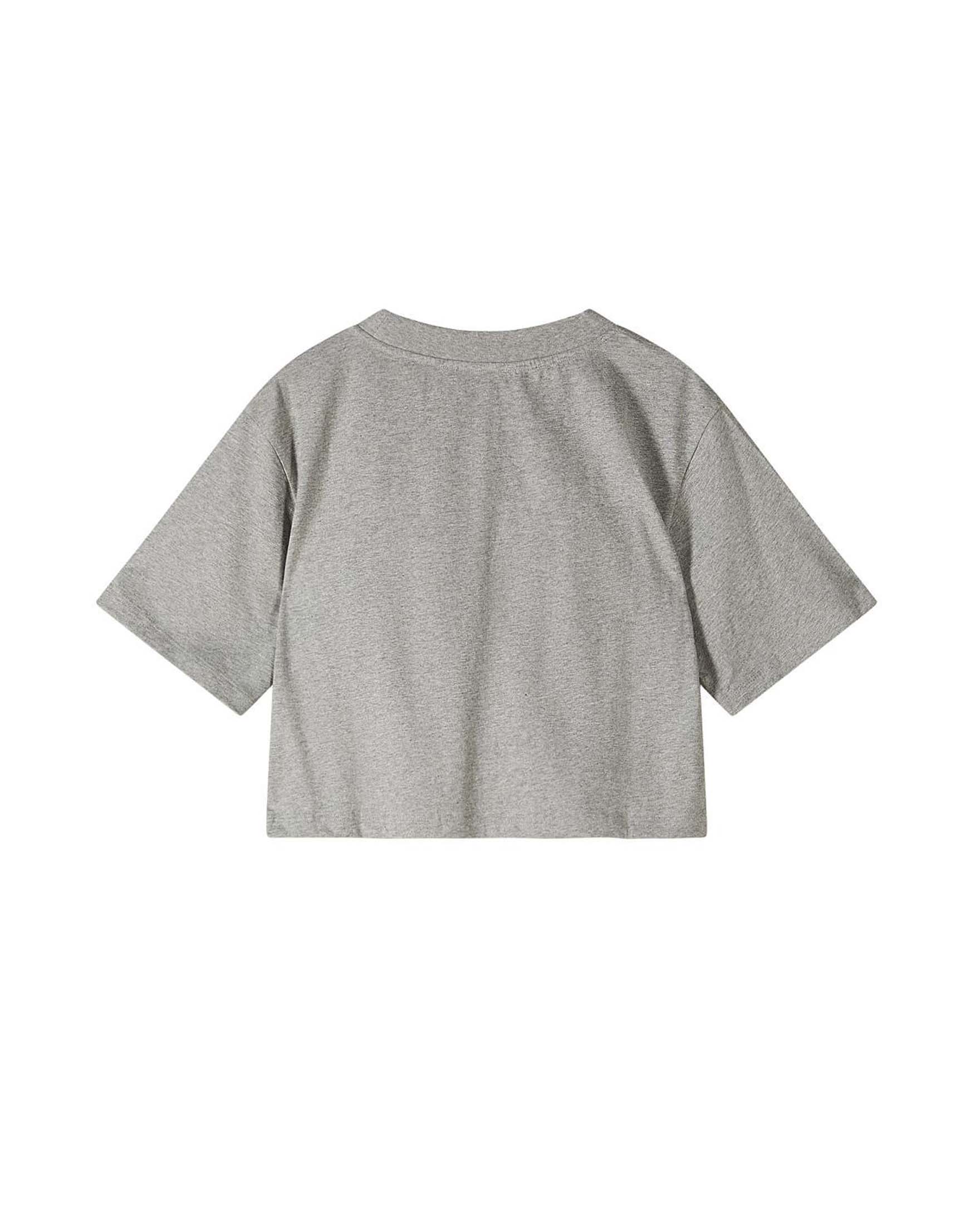 T-shirt grigia cropped Patrizia Pepe con logo ricamato a contrasto di colore image