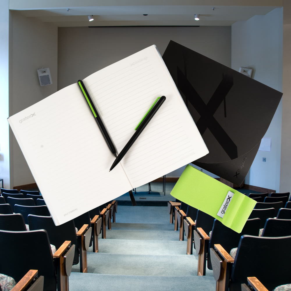 Grafeex Writing Set – Includes Stone Paper Notebook, Elastic Band & Two Grafeex Writing Tools (Pencil and Ballpoint)