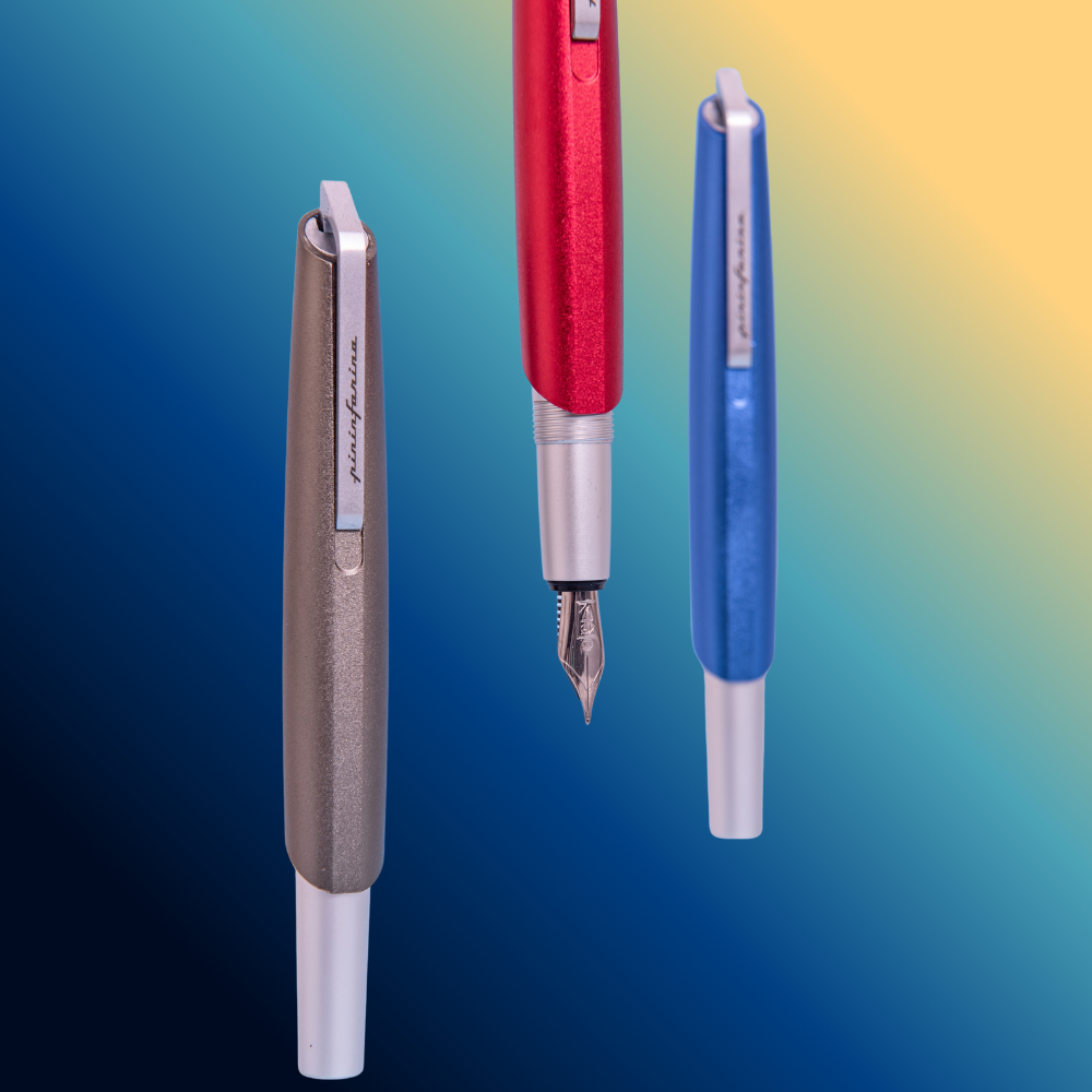Pininfarina PF GO Fountain Red Blue Titanium – Penna Stilografica in Alluminio con Pennino in Acciaio