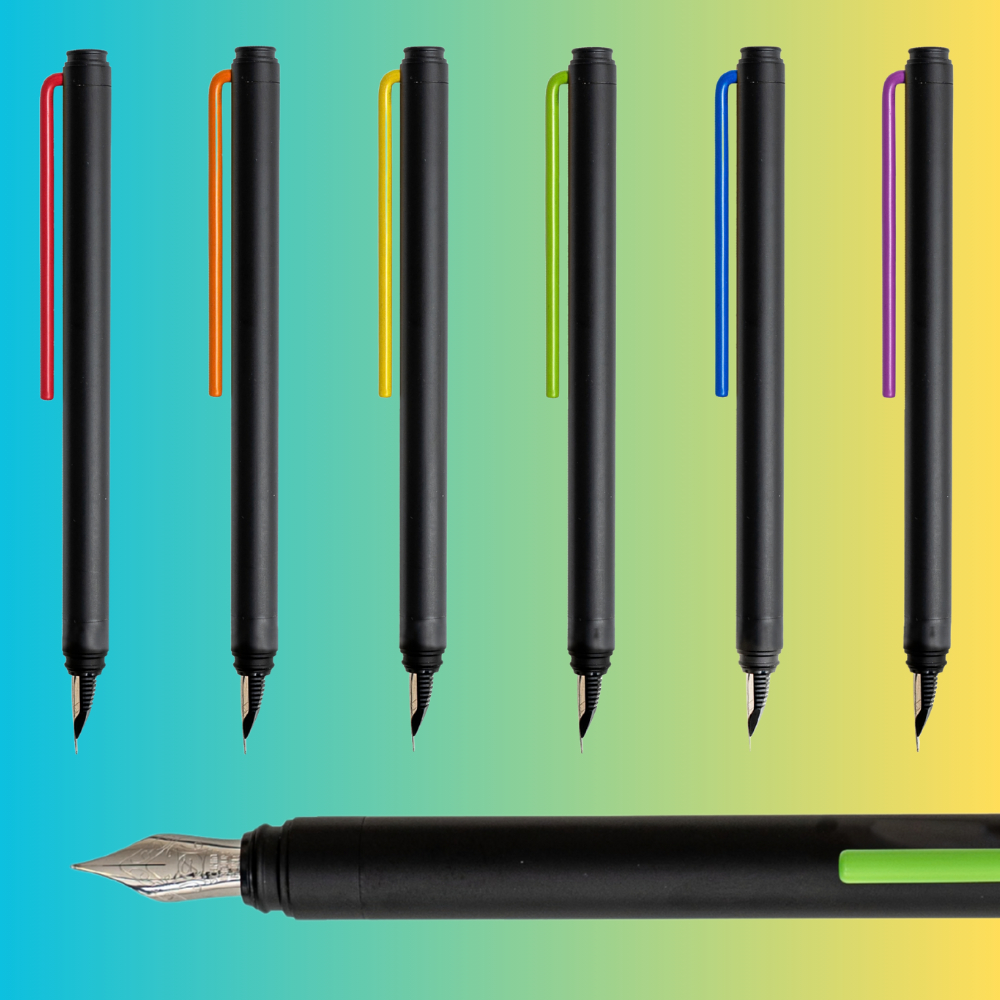GrafeeX Fountain - Penna stilografica con stelo in Ottone e clip colorata