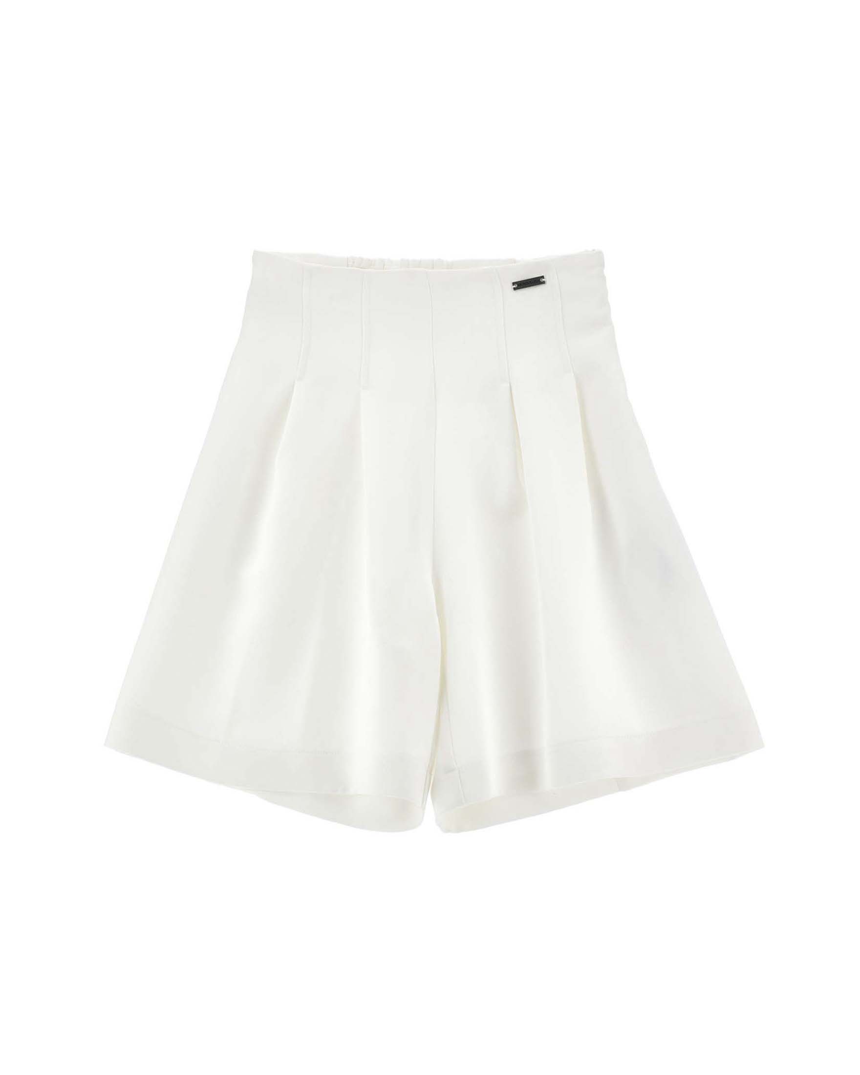 Bermuda Monnalisa bianco con pinces e vita alta