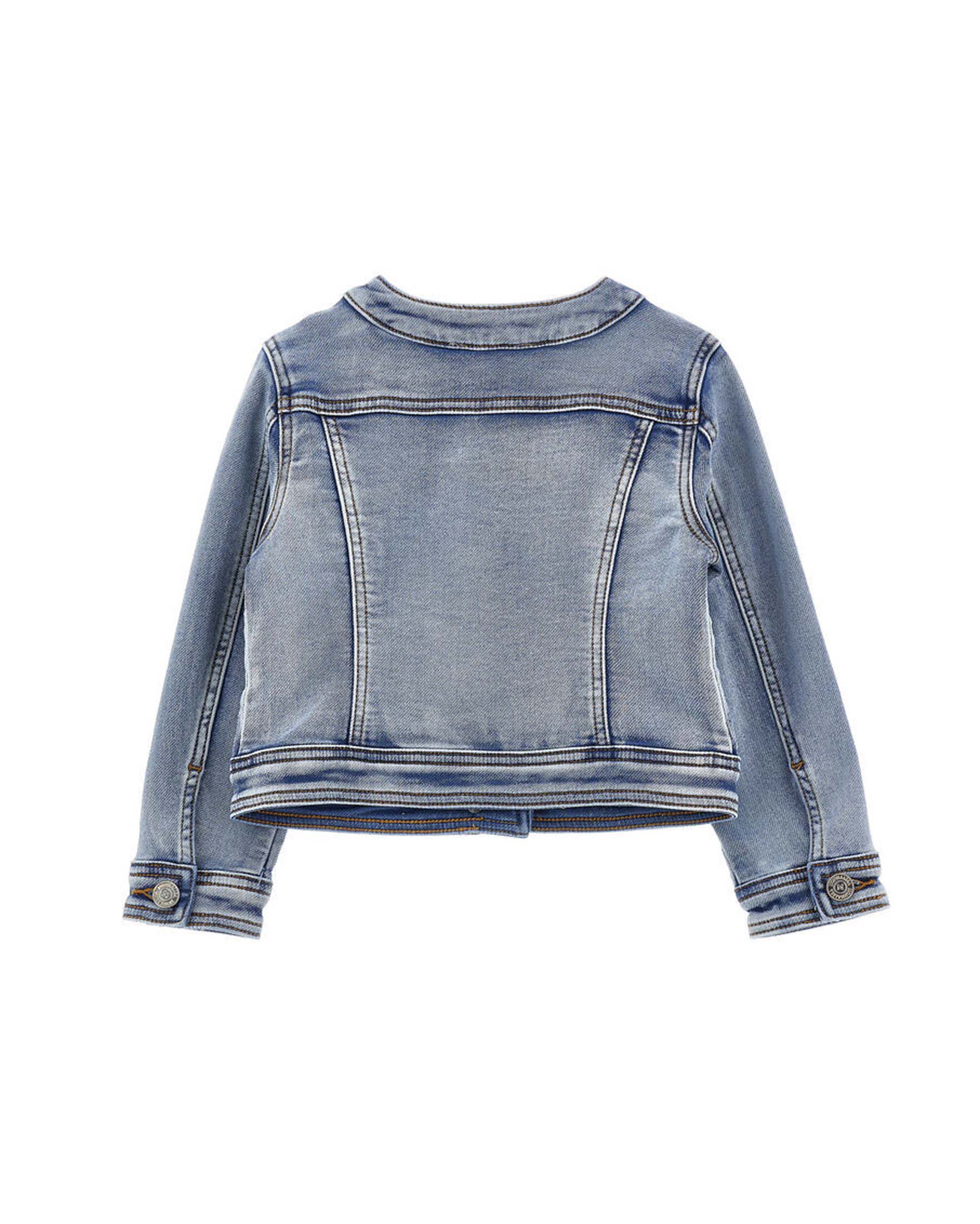 Giacca in denim Monnalisa con rouches e patch floreali image