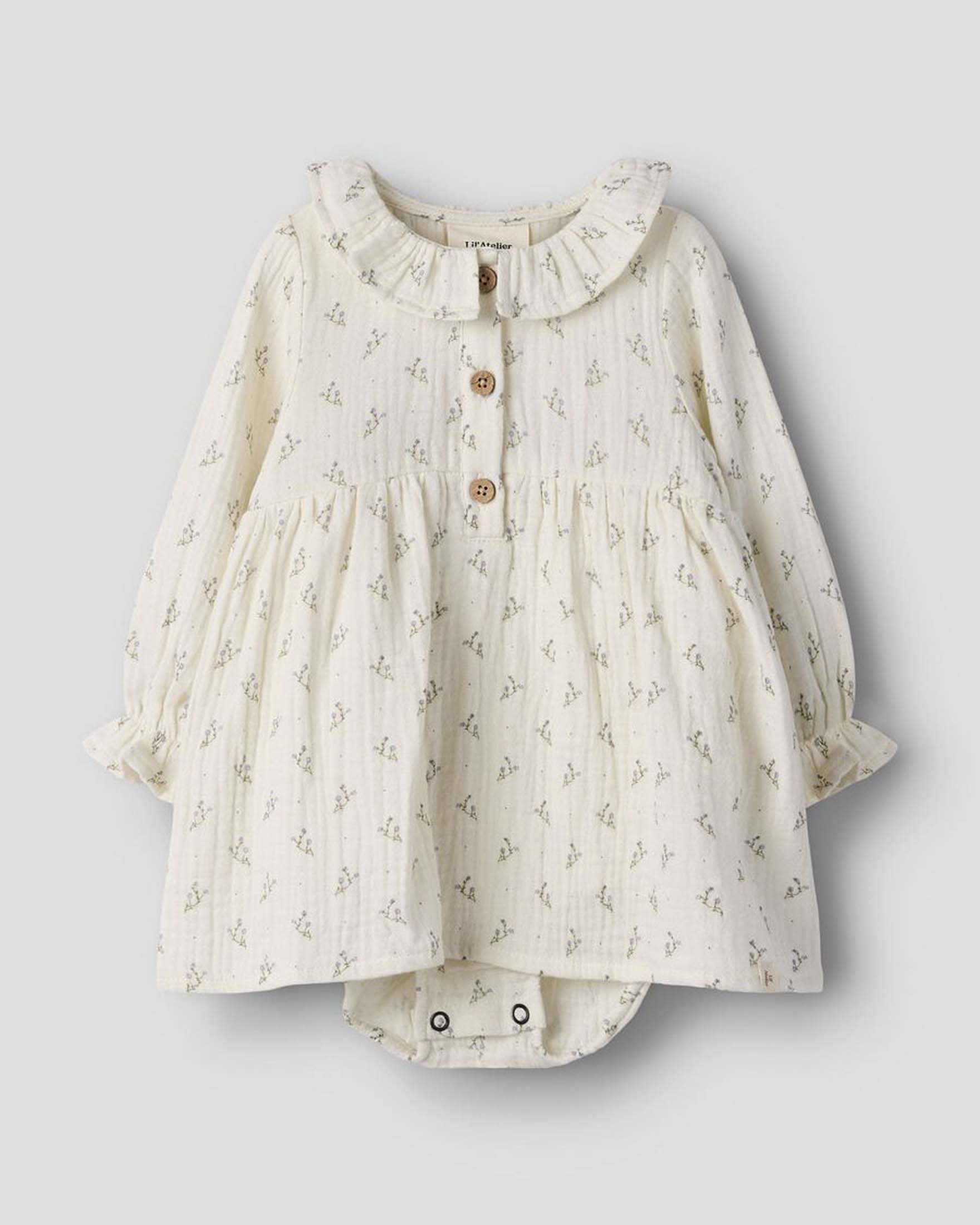 Abito Lil'Atelier fit and flare panna con fantasia botanica image