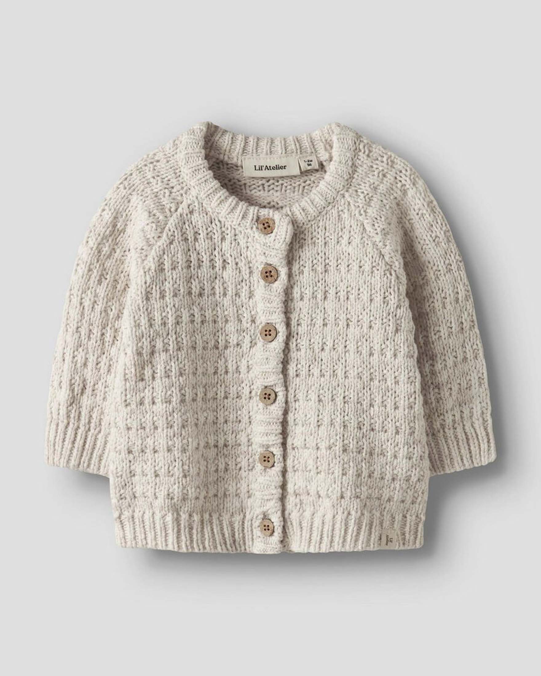 Maglioncino Lil'Atelier rosa cipria e avorio in cotone goffrato