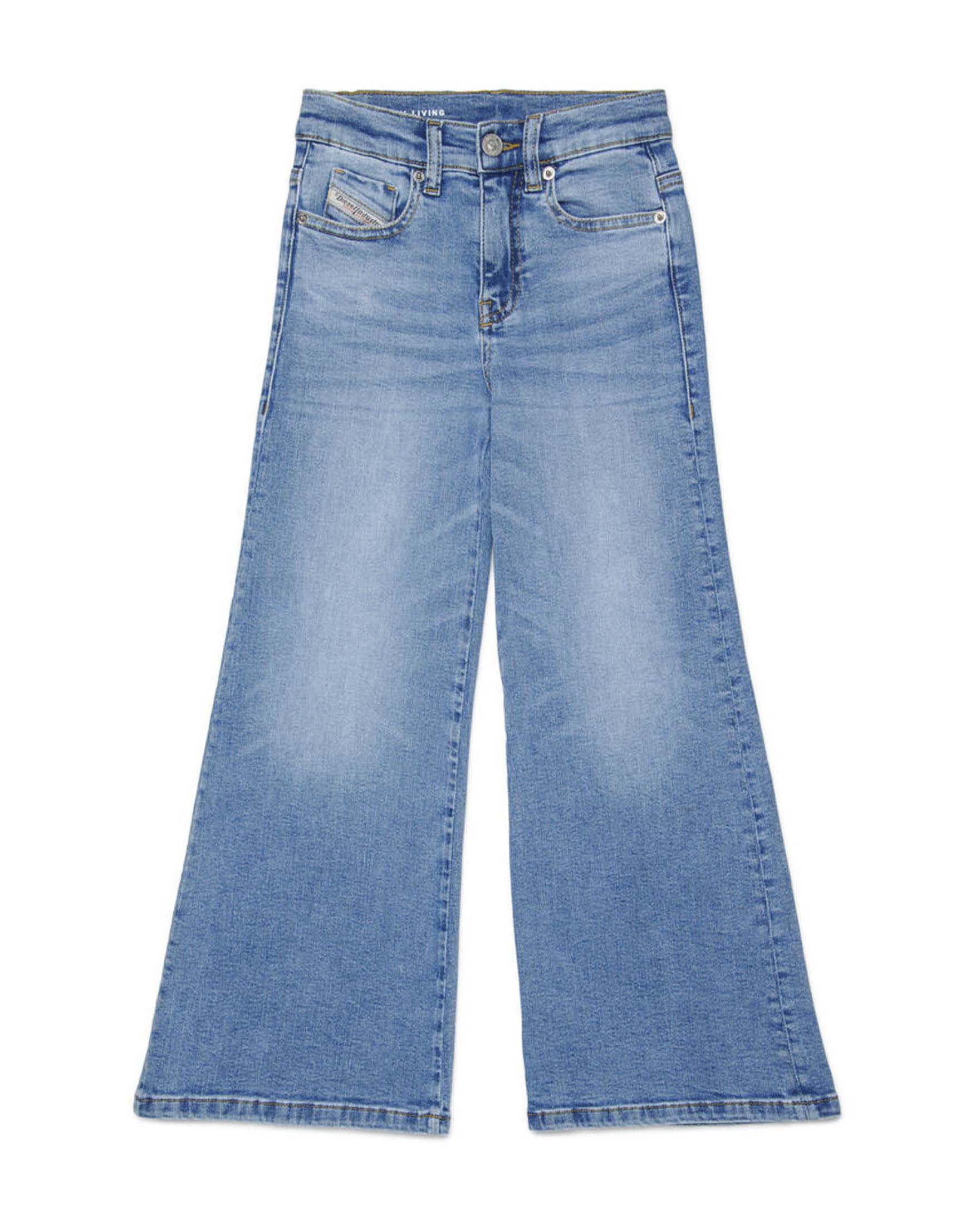 Jeans palazzo lavaggio chiaro stone washed in misto cotone
