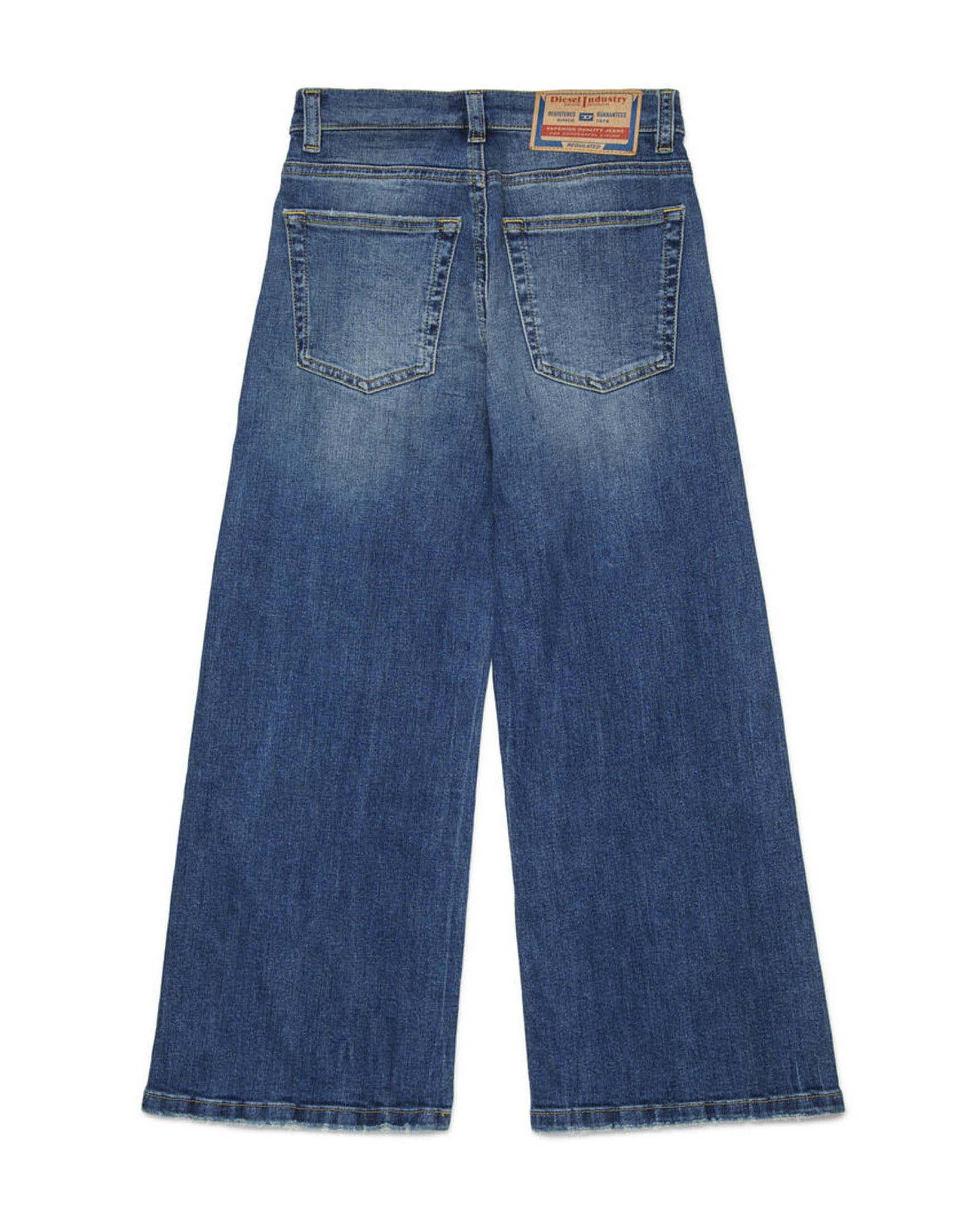 Jeans wide leg Diesel lavaggio medio stone washed in cotone con baffature image