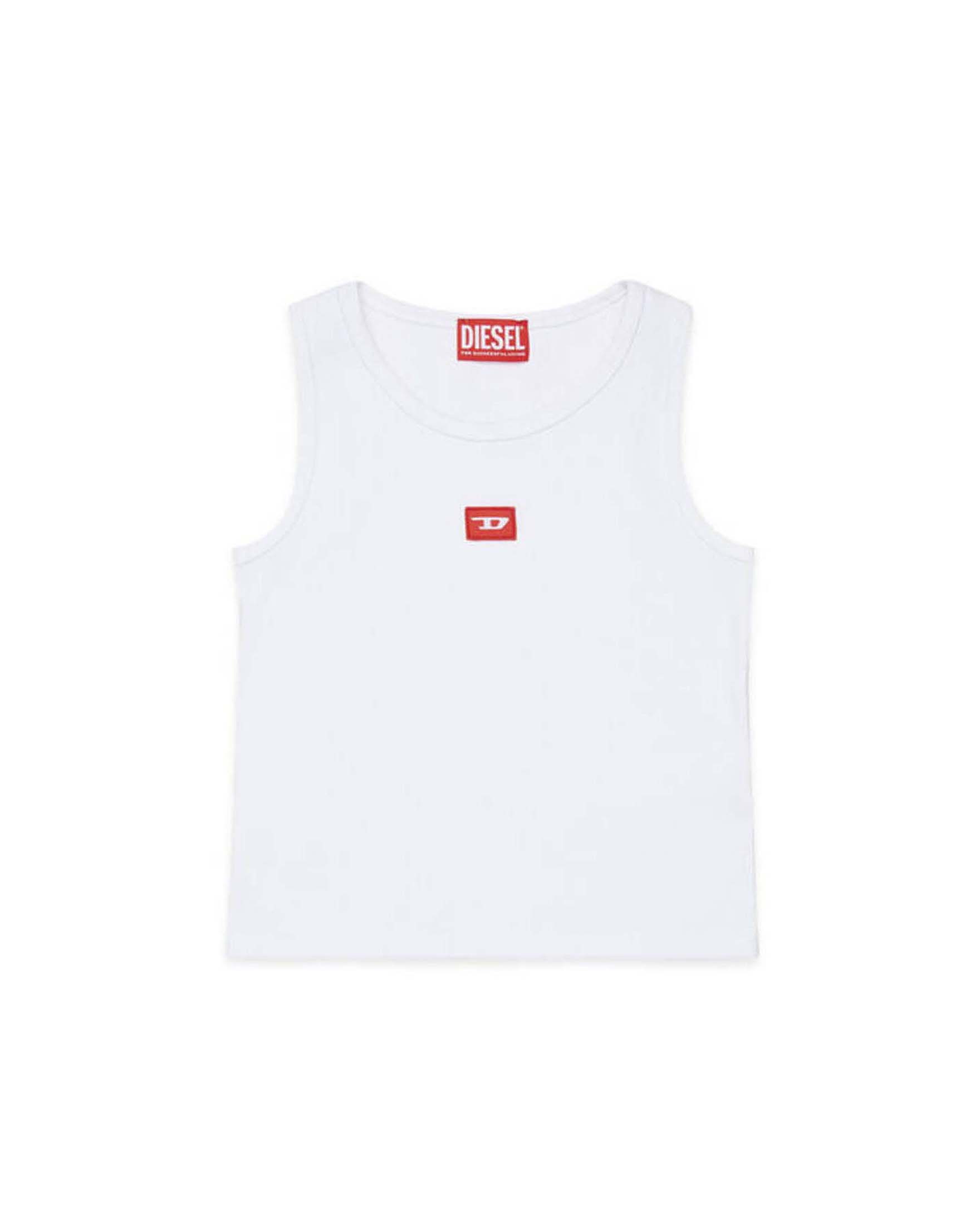 Canotta bianca Diesel con logo oval D rosso