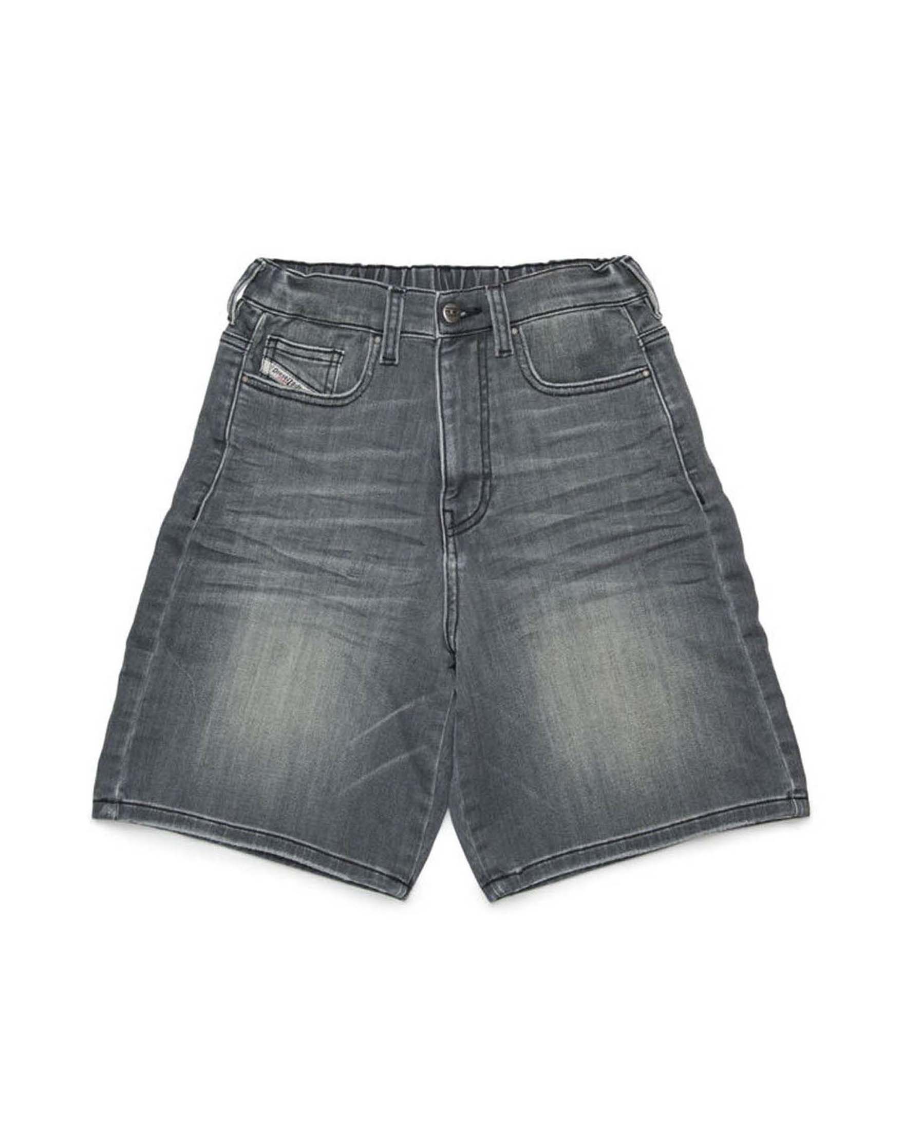 Bermuda in denim lavaggio grigio stone washed