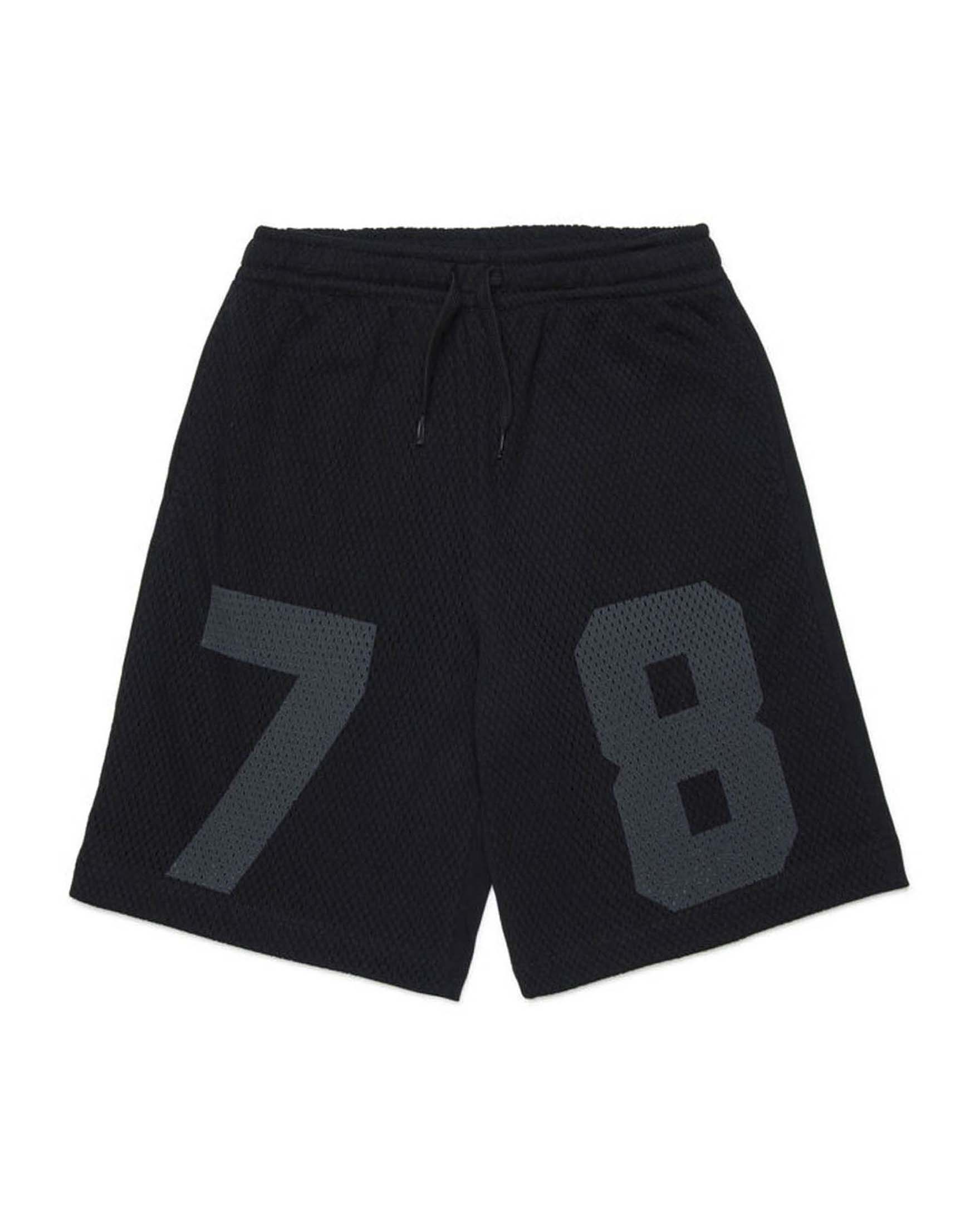 Bermuda Diesel nero in felpa di cotone mesh con numero 75