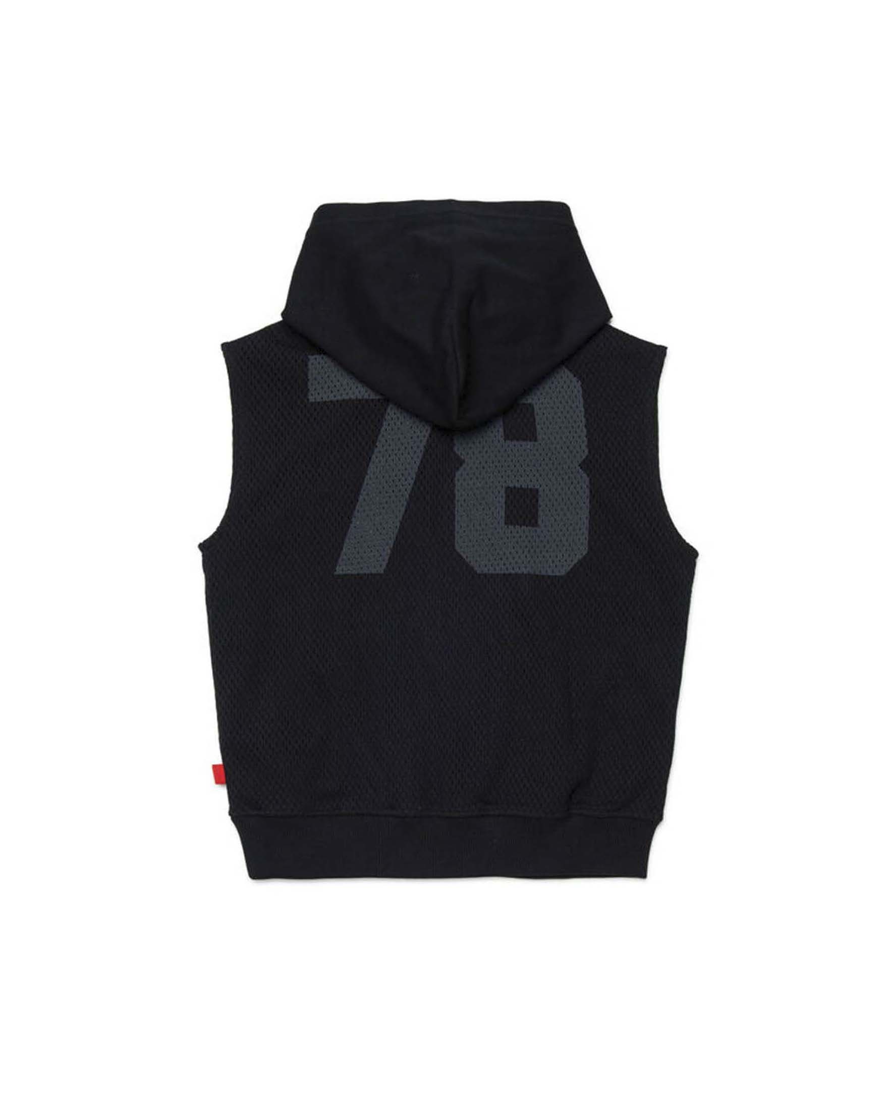 Gilet Diesel in puro cotone mesh con numero 78 e cappuccio image