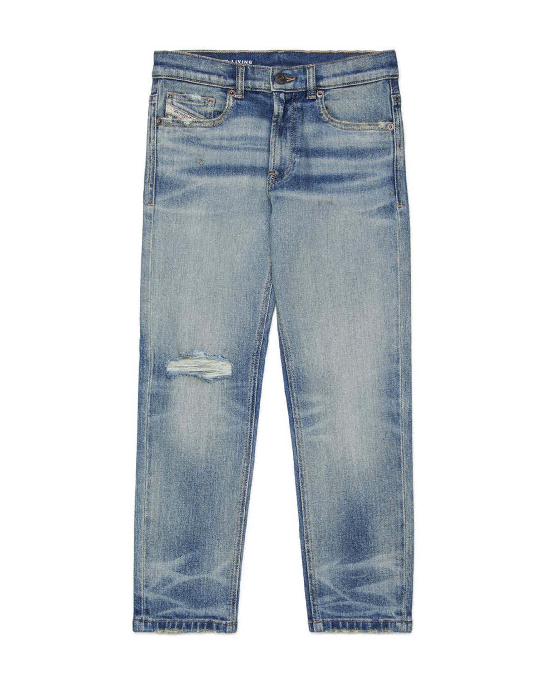 Jeans Diesel lavaggio chiaro stone washed regular fit con baffature