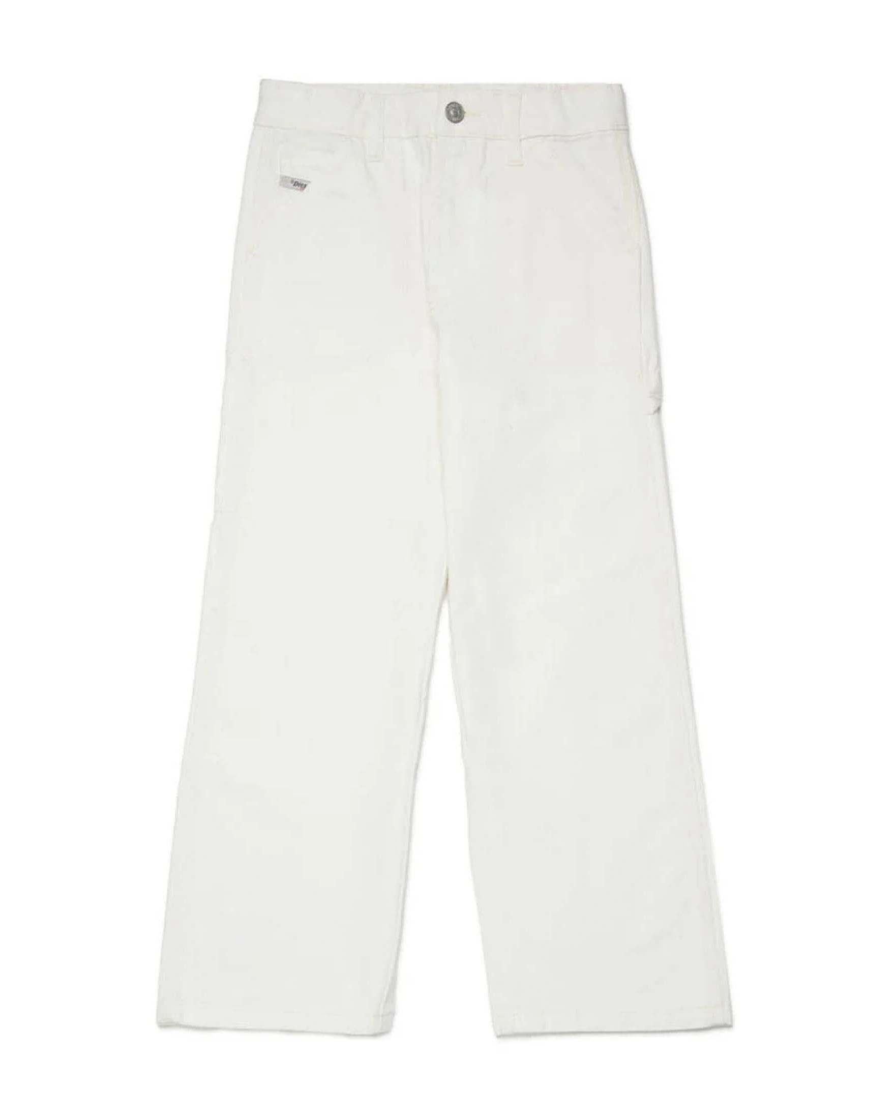 Jeans worker Diesel bianco in puro cotone a vita alta