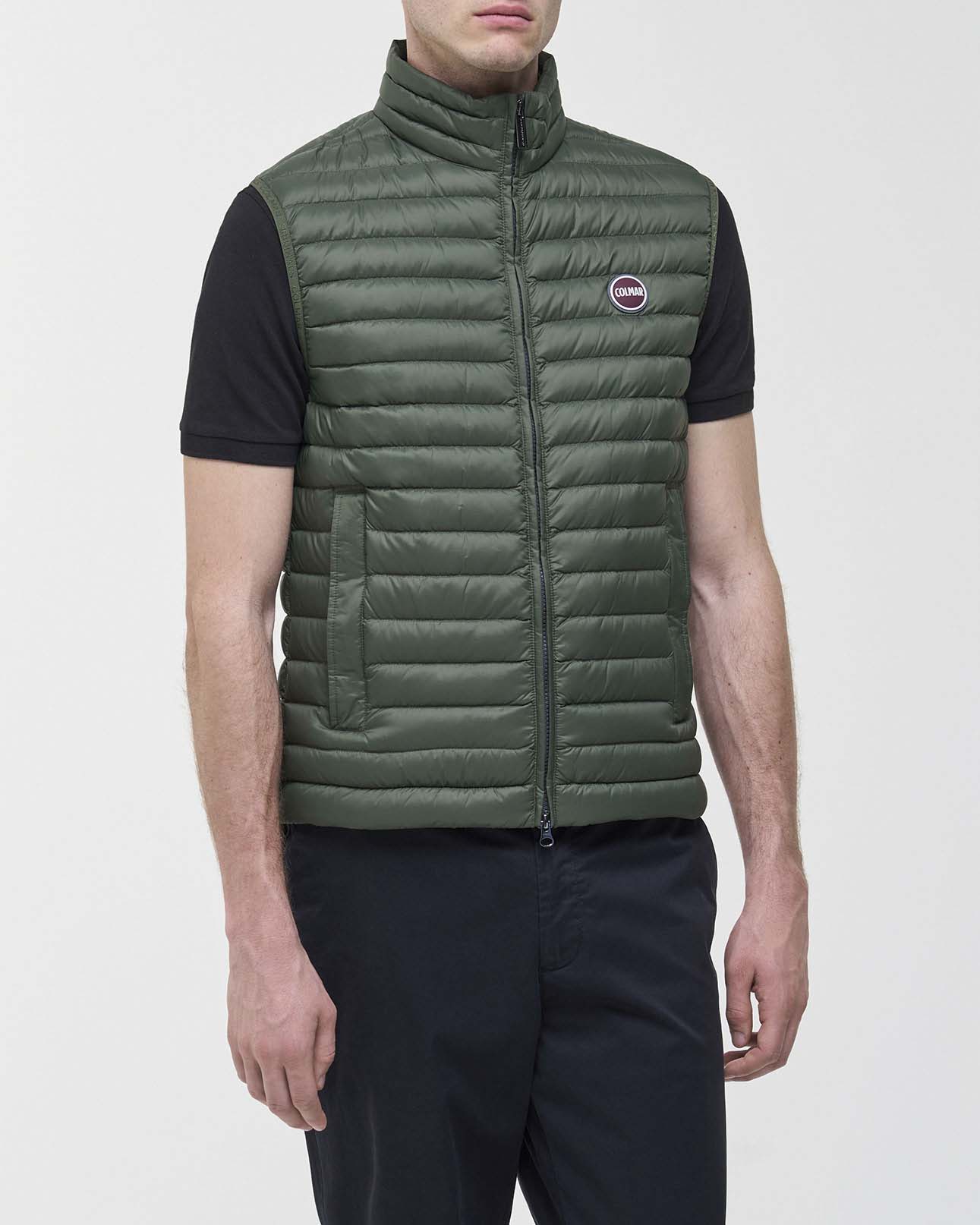 Piumino gilet Colmar Originals verde militare in nylon imbottito in piuma image