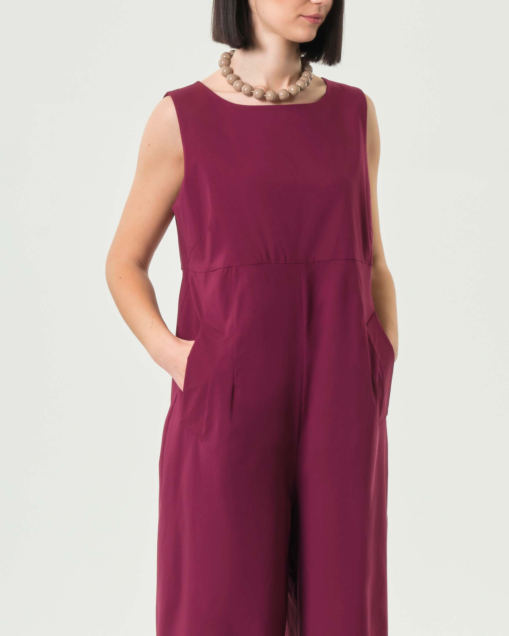 Tuta bordeaux Jurerê wide leg con tasche laterali image