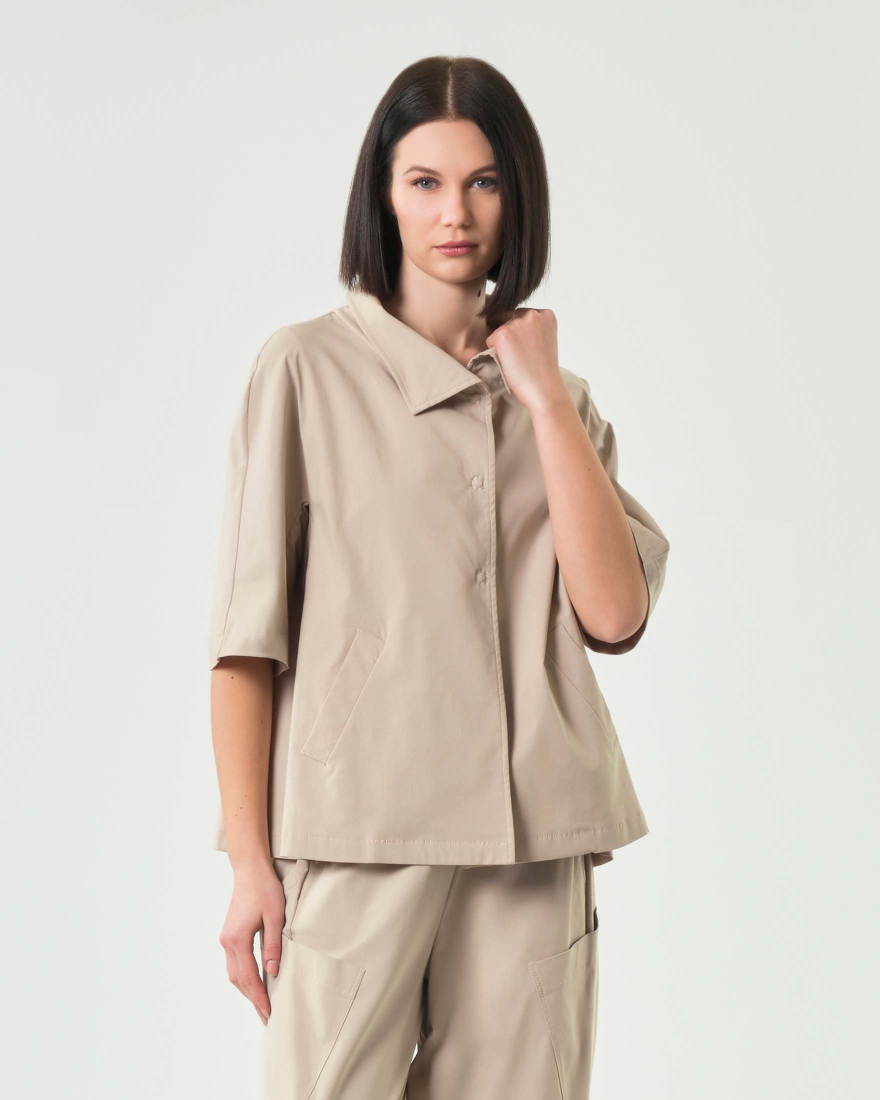 Jurerê — Giacca beige Jurerê in misto viscosa stretch con maniche al gomito