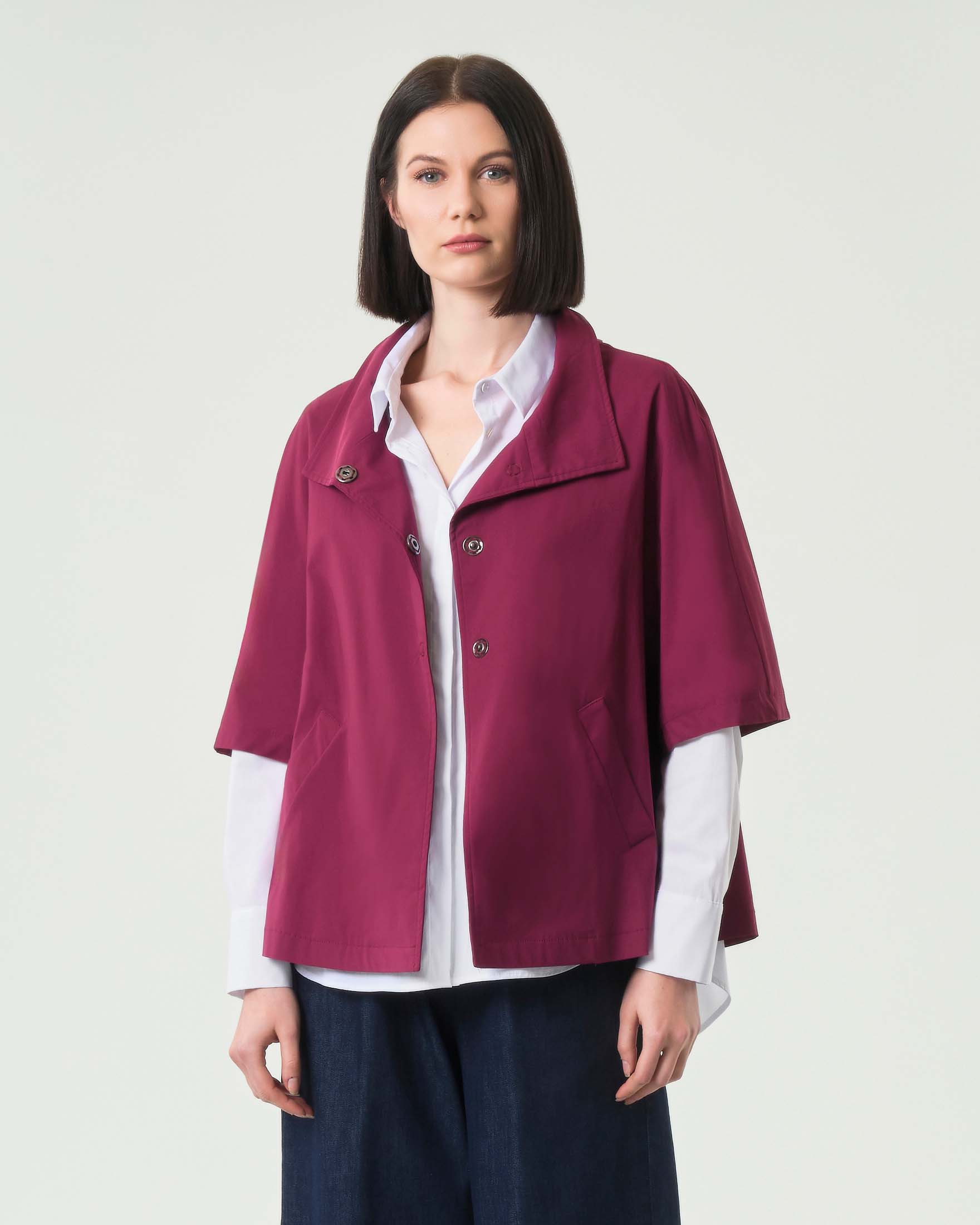 Jurerê — Giacca bordeaux Jurerê in misto viscosa stretch con maniche al gomito