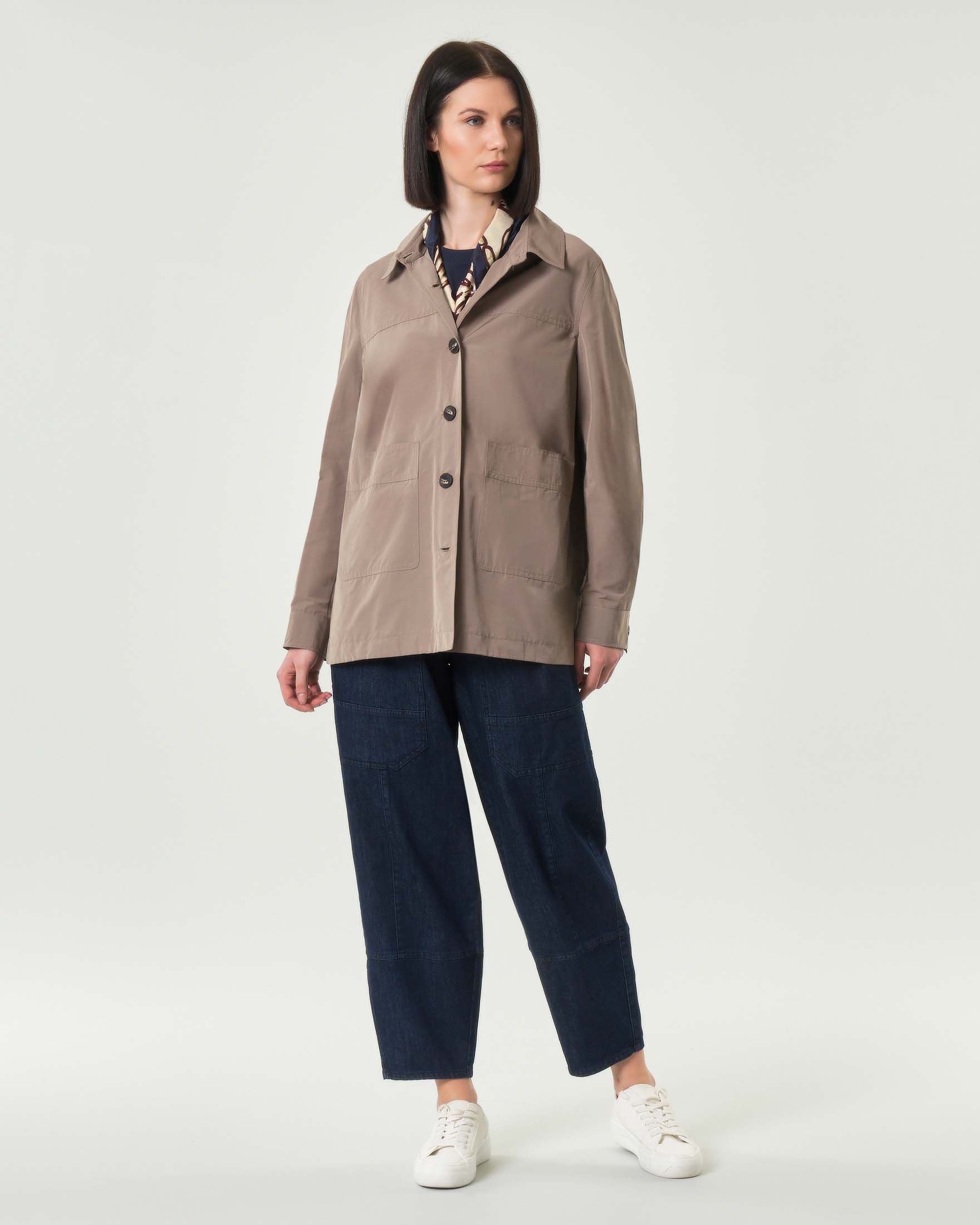 Giacca camicia tortora Jurerê con tasche frontali applicate