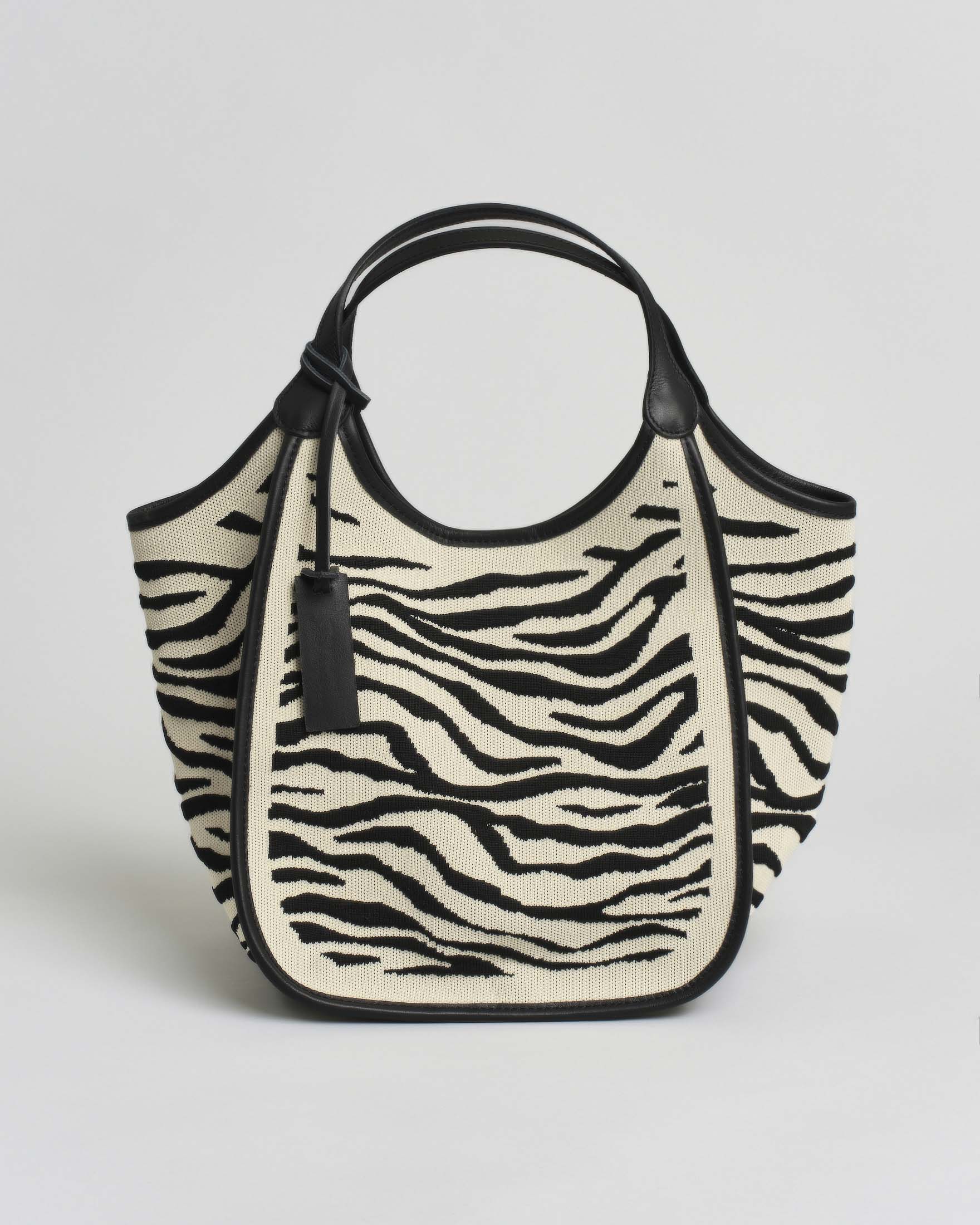 Borsa Marco Masi a spalla in fantasia jaquard zebrata con profili in pelle a contrasto