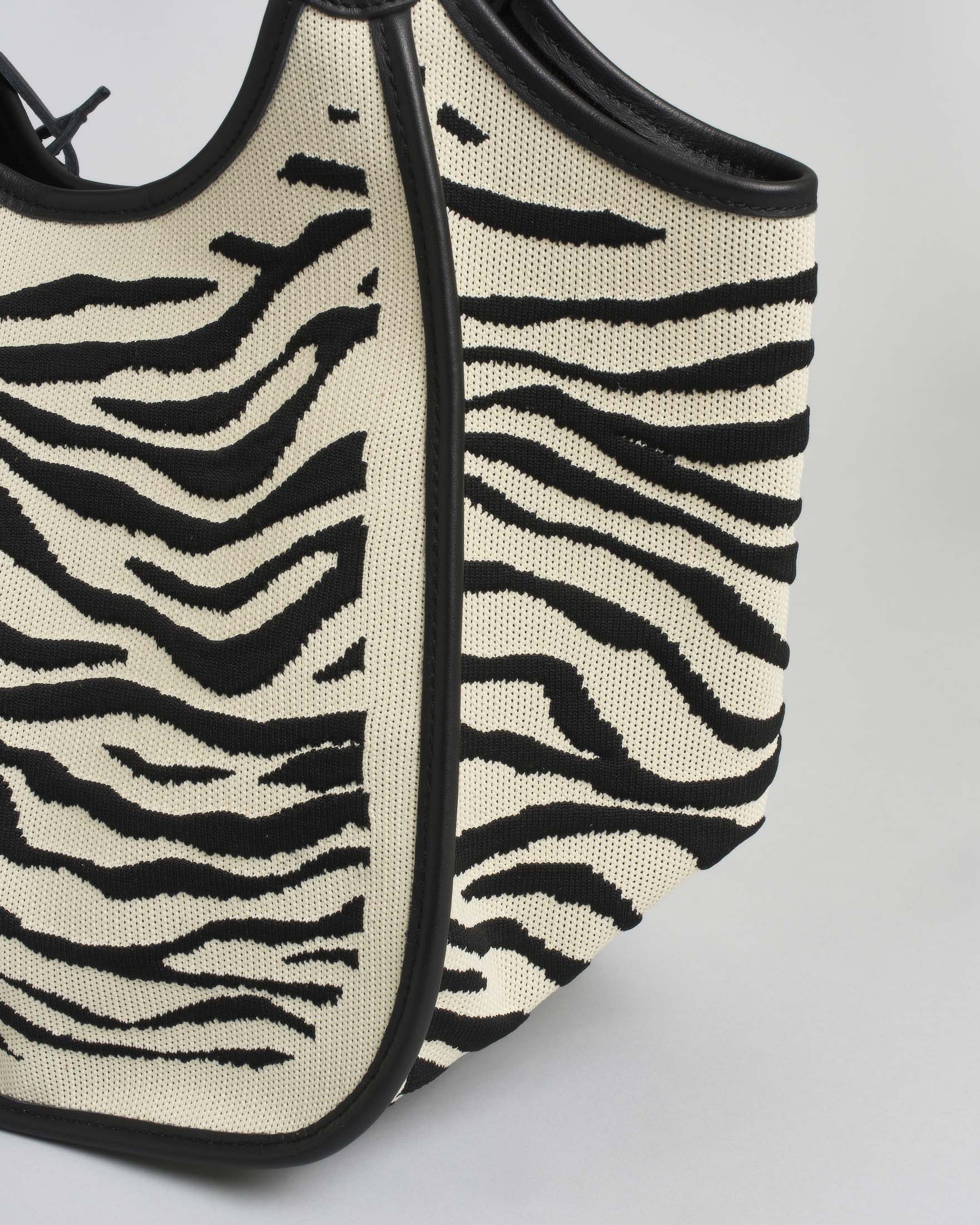 Borsa Marco Masi a spalla in fantasia jaquard zebrata con profili in pelle a contrasto image