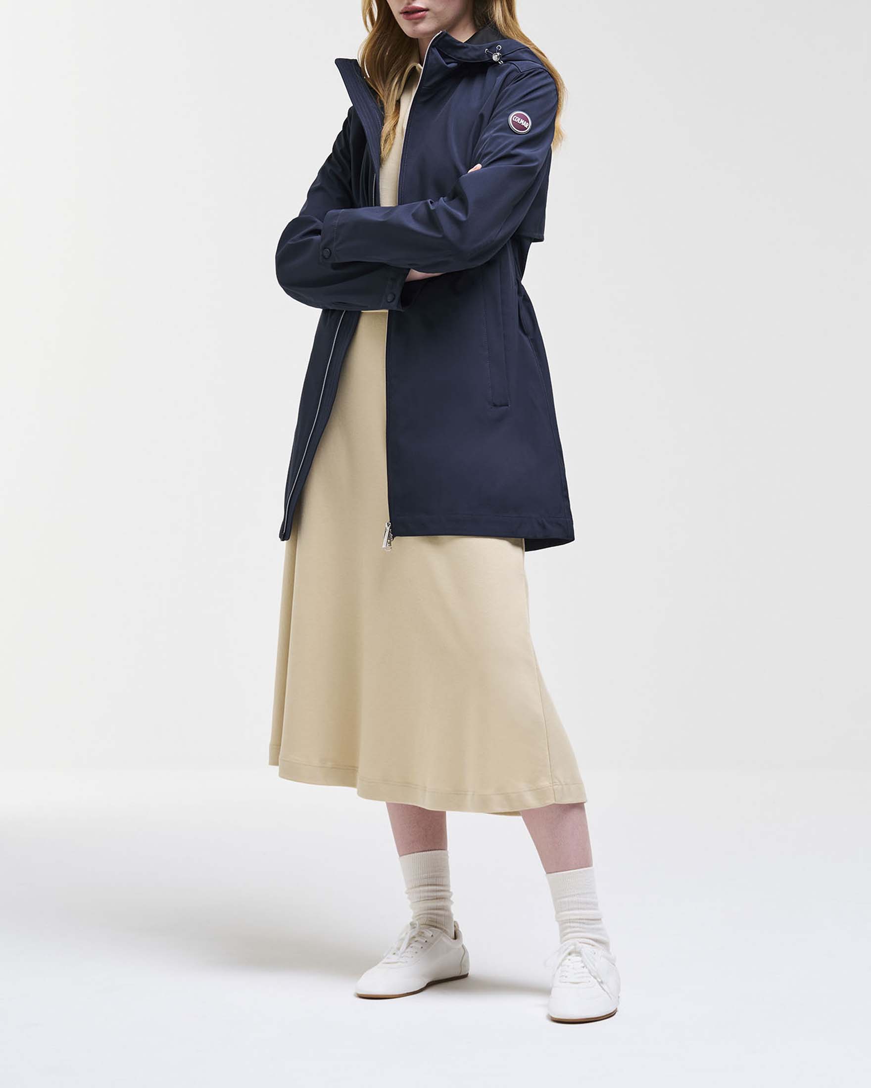 Giubbino Colmar Originals blu in softshell elasticizzato idrorepellente con cappuccio