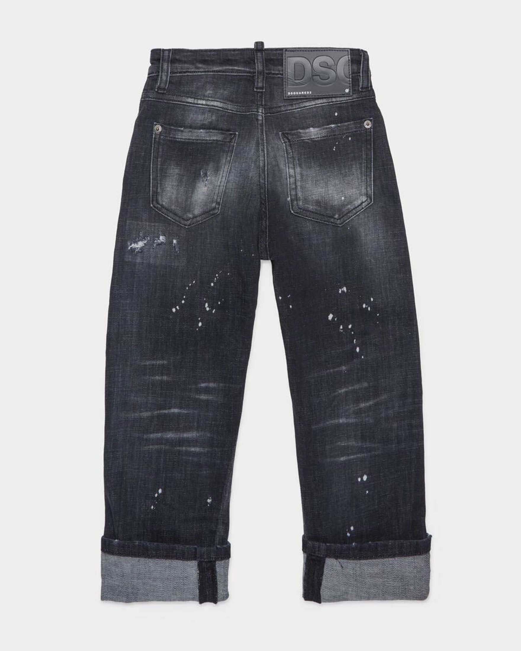 Jeans Dsquared2 straight fit nero con dettagli destroyed e cavallo basso image