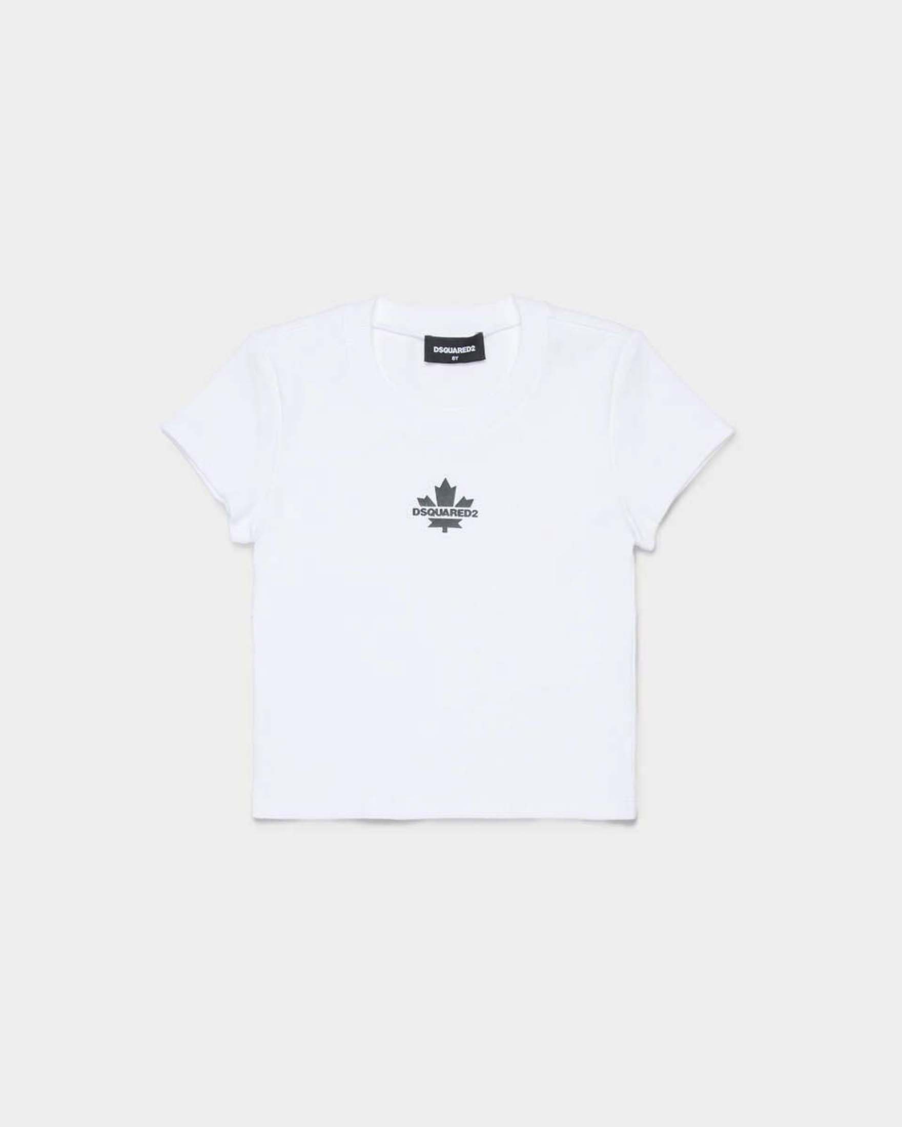 T-shirt Dsquared2 bianca in puro cotone con stampa logo icon nera