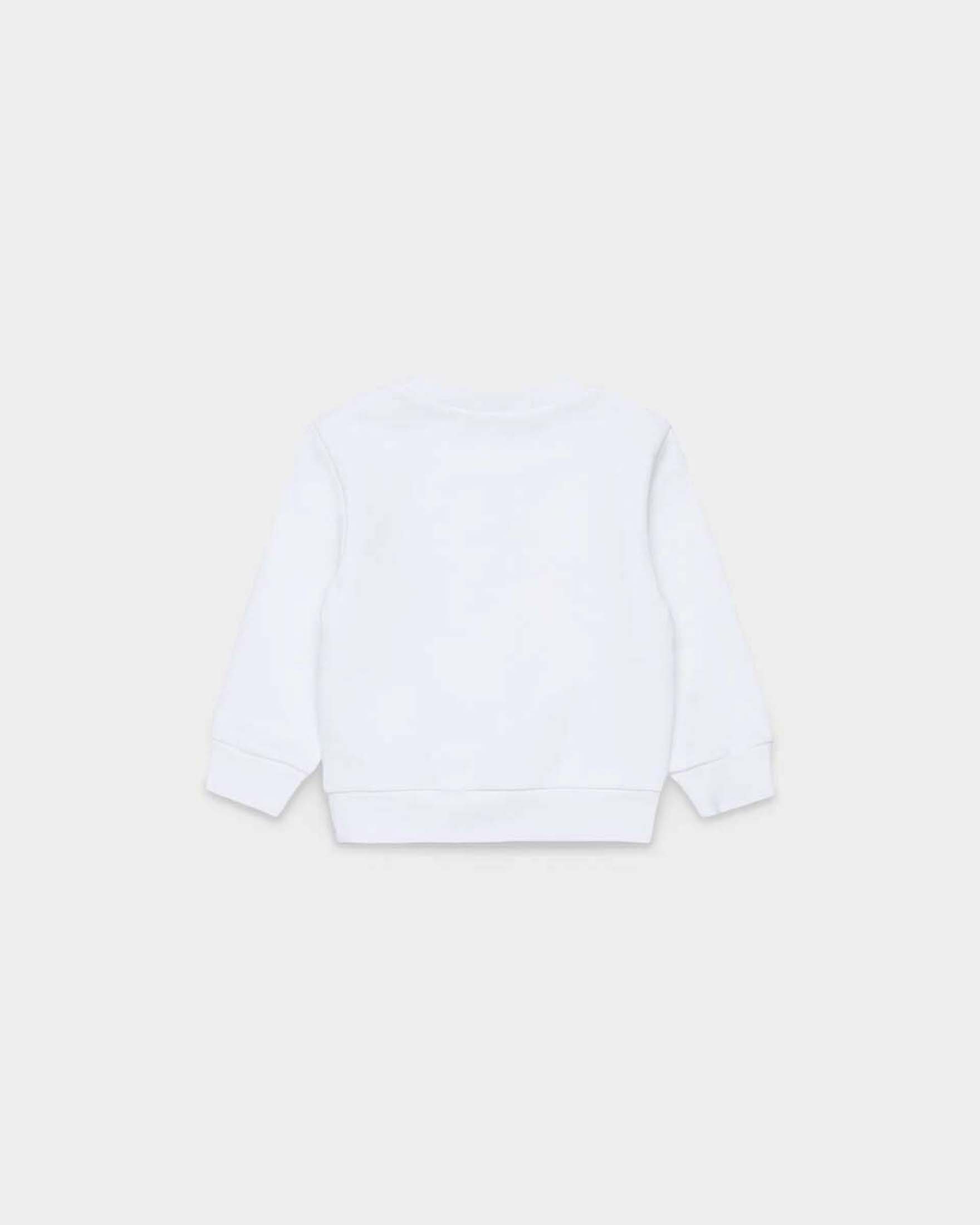 Felpa girocollo Dsquared2 bianca in puro cotone con maxi foglia logo image