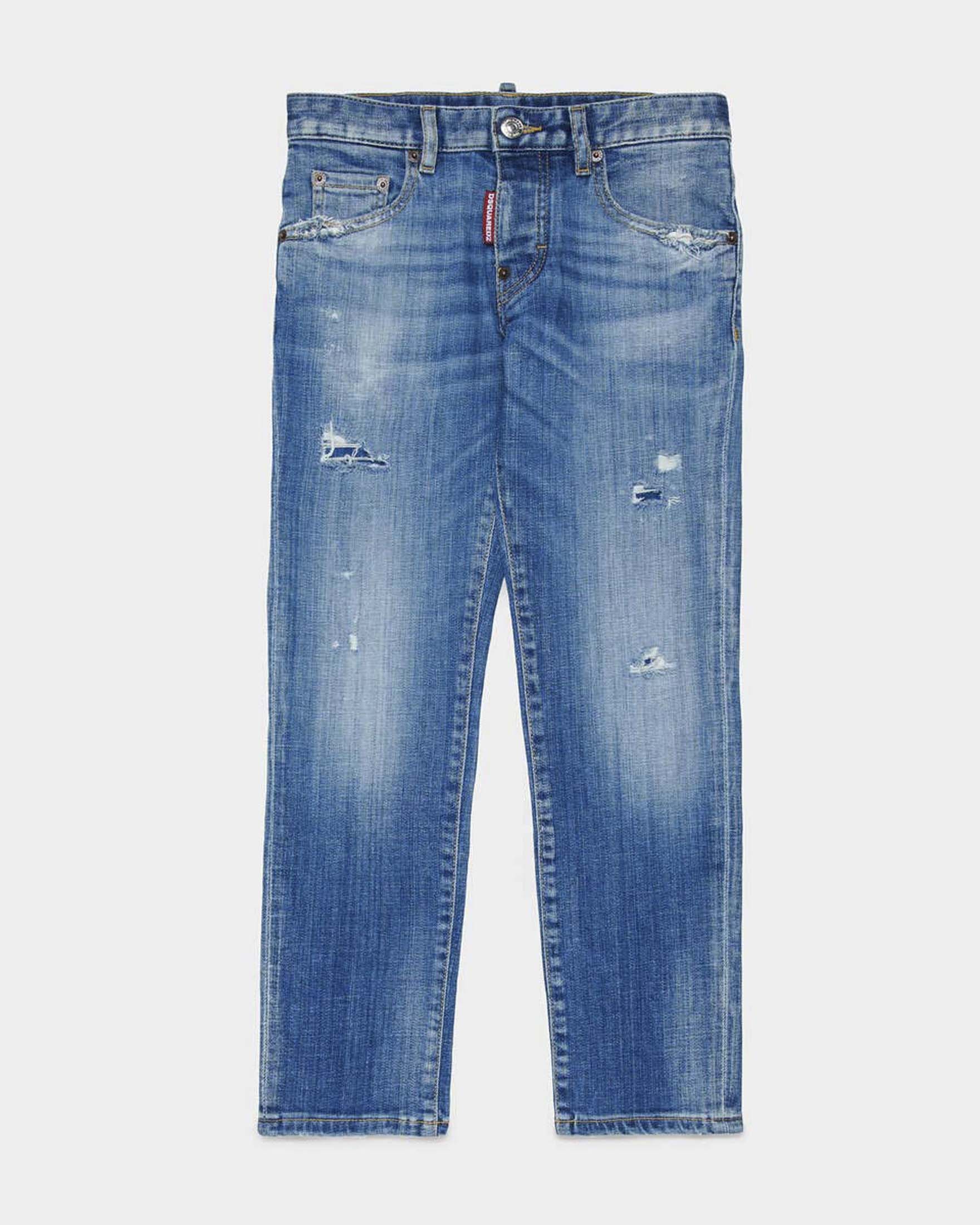Jeans regular fit lavaggio medio stone washed con baffature